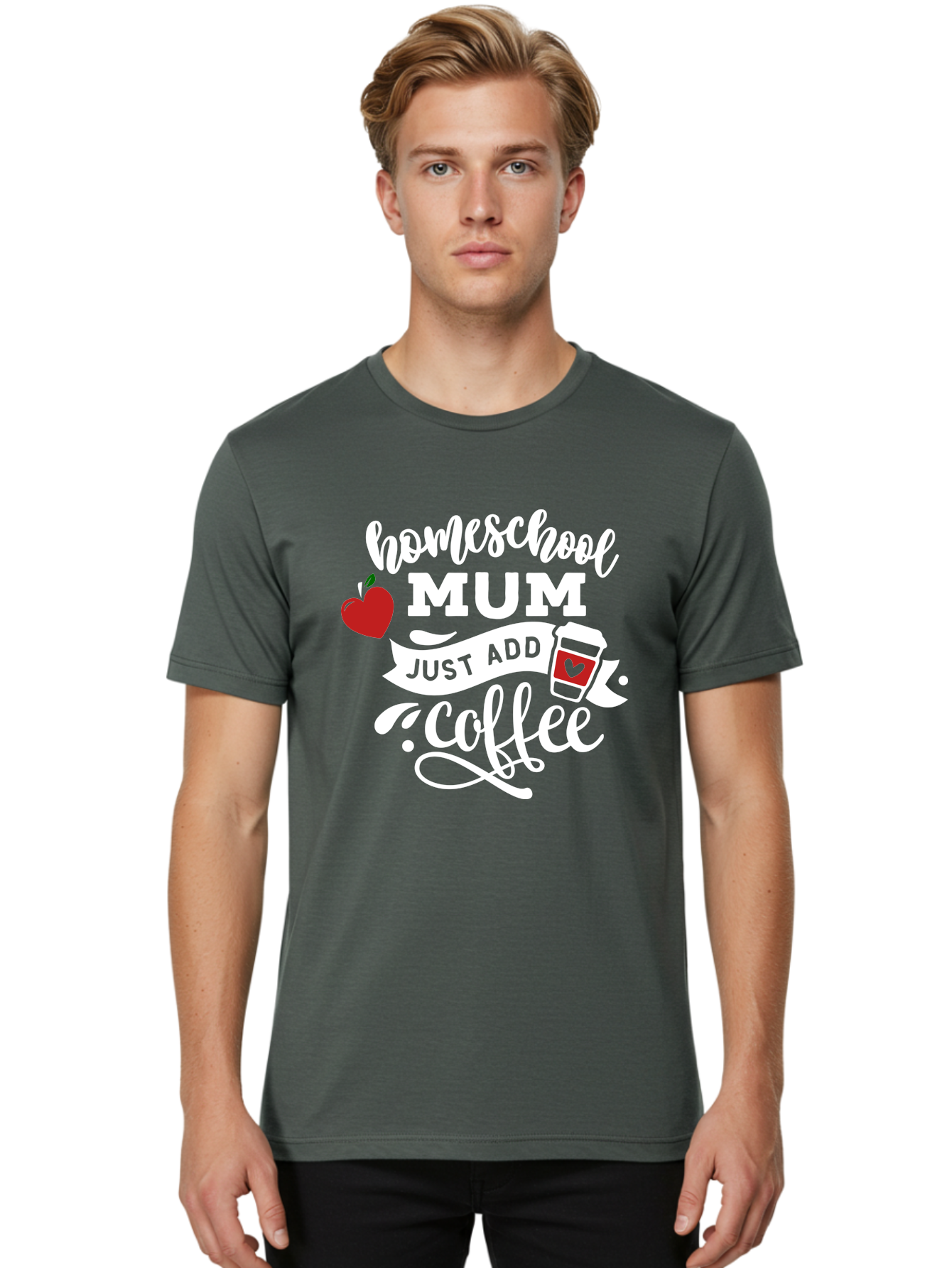 Homeschool-Mum-2 Men'S Graphic Tee, 100% Cotton, Comfortable Casual Summer Wear, Machine Washable, Homeschooling, Motherhood, Coffee Lover, Funny Quote, Homeschool Mum, Education, Parenting Humor, Coffee Cup, Apple Symbol, Inspirational Quote Aab386 28