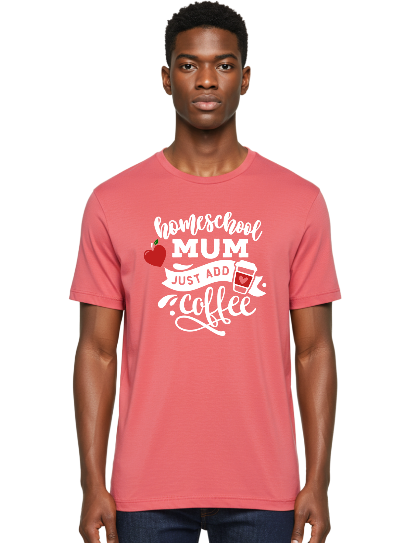 Homeschool-Mum-2 Men'S Graphic Tee, 100% Cotton, Comfortable Casual Summer Wear, Machine Washable, Homeschooling, Motherhood, Coffee Lover, Funny Quote, Homeschool Mum, Education, Parenting Humor, Coffee Cup, Apple Symbol, Inspirational Quote Aab386 24