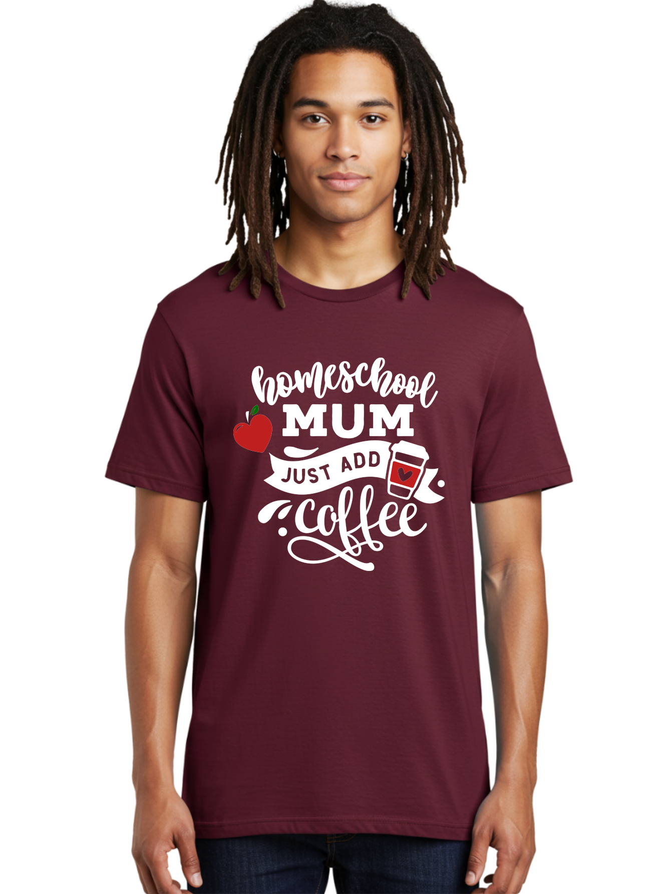 Homeschool-Mum-2 Men'S Graphic Tee, 100% Cotton, Comfortable Casual Summer Wear, Machine Washable, Homeschooling, Motherhood, Coffee Lover, Funny Quote, Homeschool Mum, Education, Parenting Humor, Coffee Cup, Apple Symbol, Inspirational Quote Aab386 8