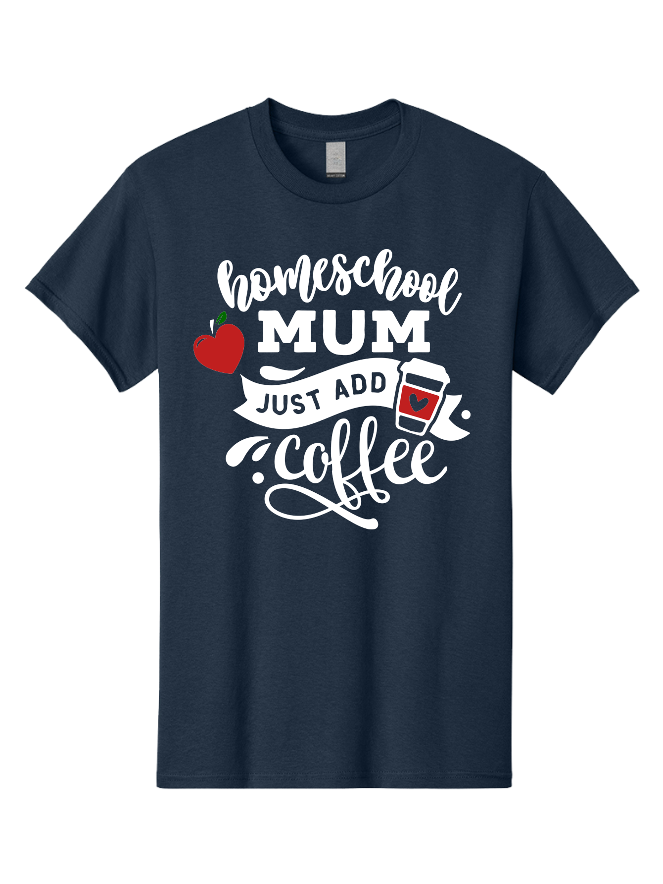 Homeschool-Mum-2 Men'S Graphic Tee, 100% Cotton, Comfortable Casual Summer Wear, Machine Washable, Homeschooling, Motherhood, Coffee Lover, Funny Quote, Homeschool Mum, Education, Parenting Humor, Coffee Cup, Apple Symbol, Inspirational Quote Aab386 25