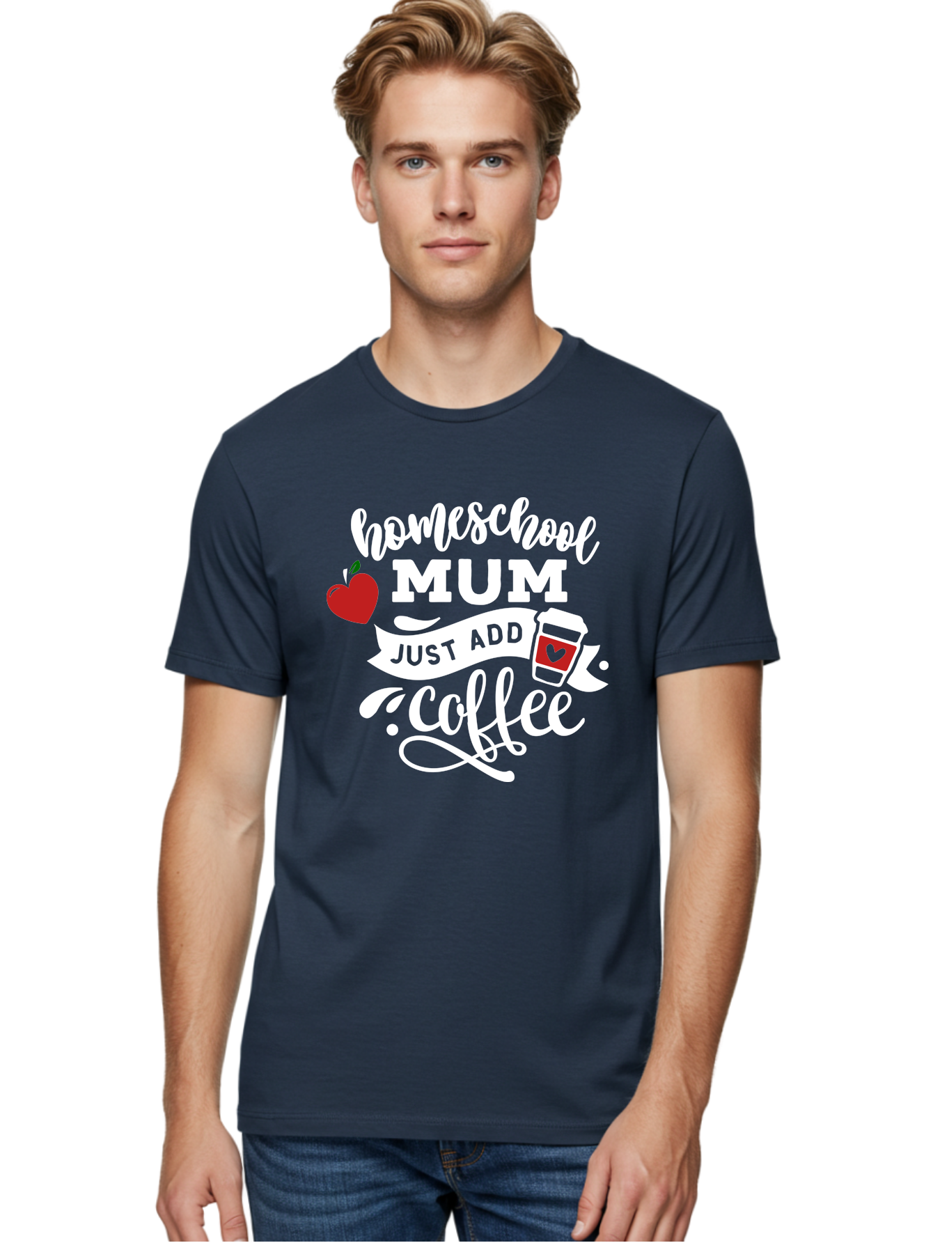 Homeschool-Mum-2 Men'S Graphic Tee, 100% Cotton, Comfortable Casual Summer Wear, Machine Washable, Homeschooling, Motherhood, Coffee Lover, Funny Quote, Homeschool Mum, Education, Parenting Humor, Coffee Cup, Apple Symbol, Inspirational Quote Aab386 26
