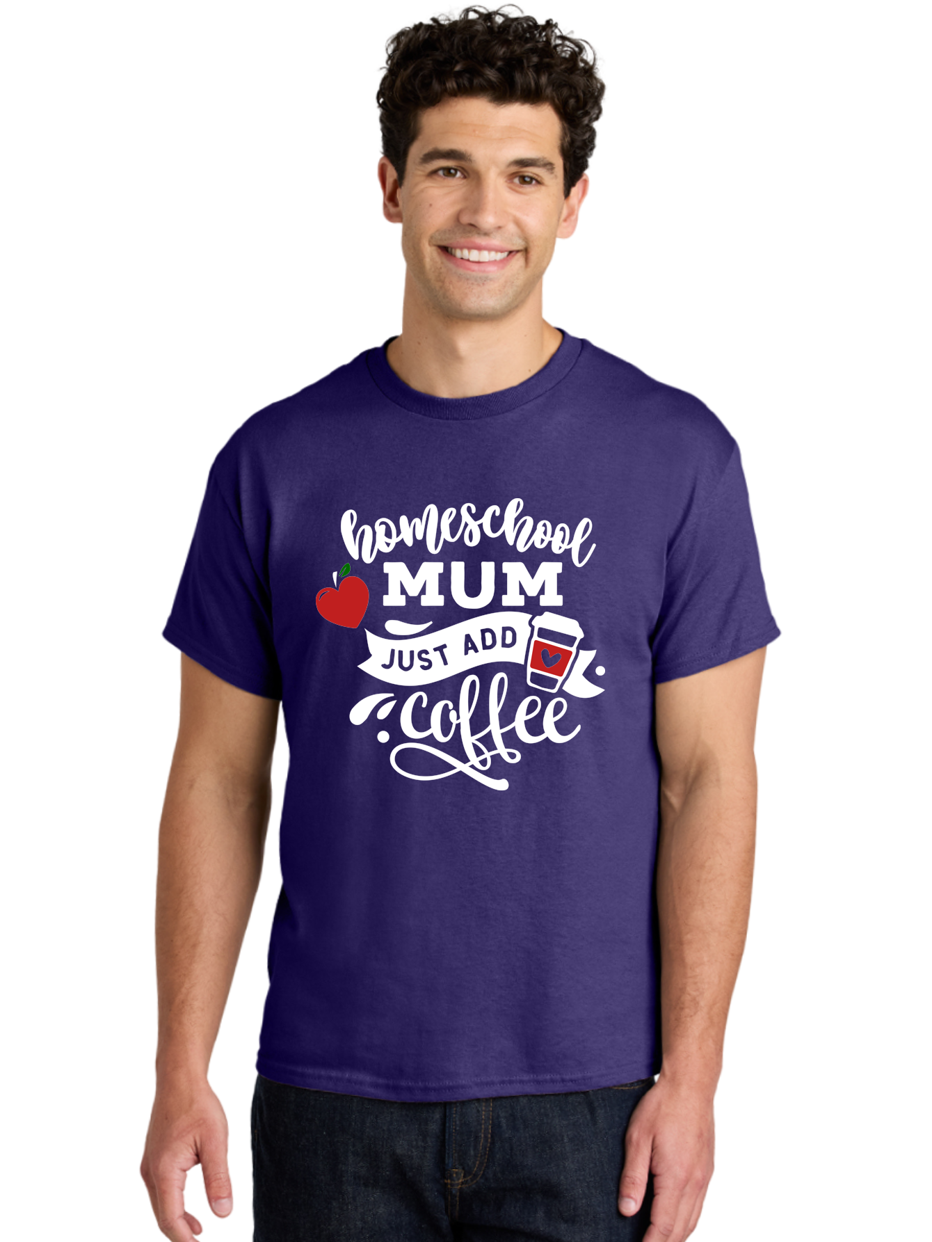 Homeschool-Mum-2 Men'S Graphic Tee, 100% Cotton, Comfortable Casual Summer Wear, Machine Washable, Homeschooling, Motherhood, Coffee Lover, Funny Quote, Homeschool Mum, Education, Parenting Humor, Coffee Cup, Apple Symbol, Inspirational Quote Aab386 12