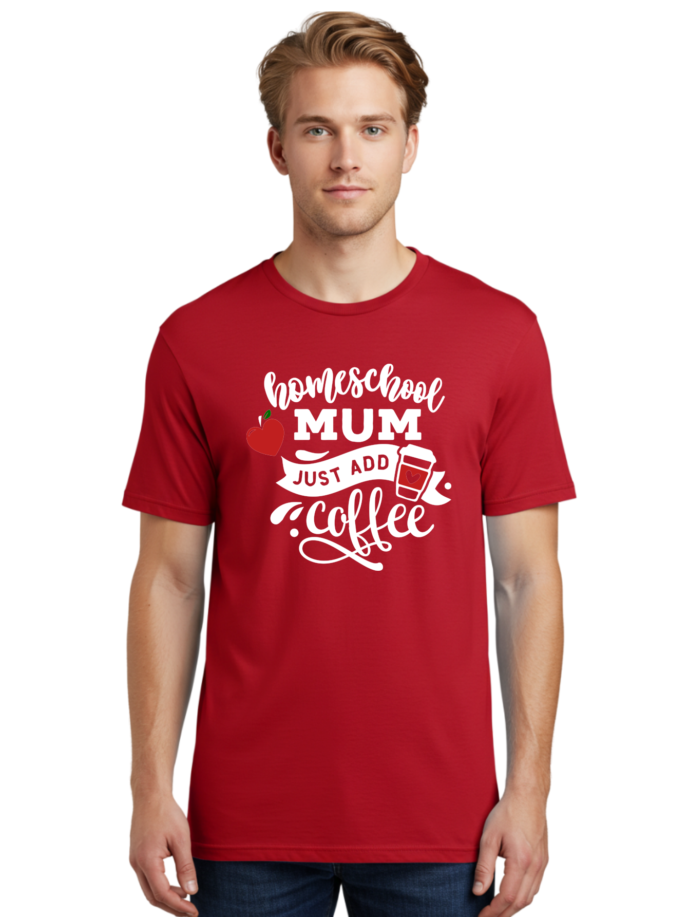 Homeschool-Mum-2 Men'S Graphic Tee, 100% Cotton, Comfortable Casual Summer Wear, Machine Washable, Homeschooling, Motherhood, Coffee Lover, Funny Quote, Homeschool Mum, Education, Parenting Humor, Coffee Cup, Apple Symbol, Inspirational Quote Aab386 10