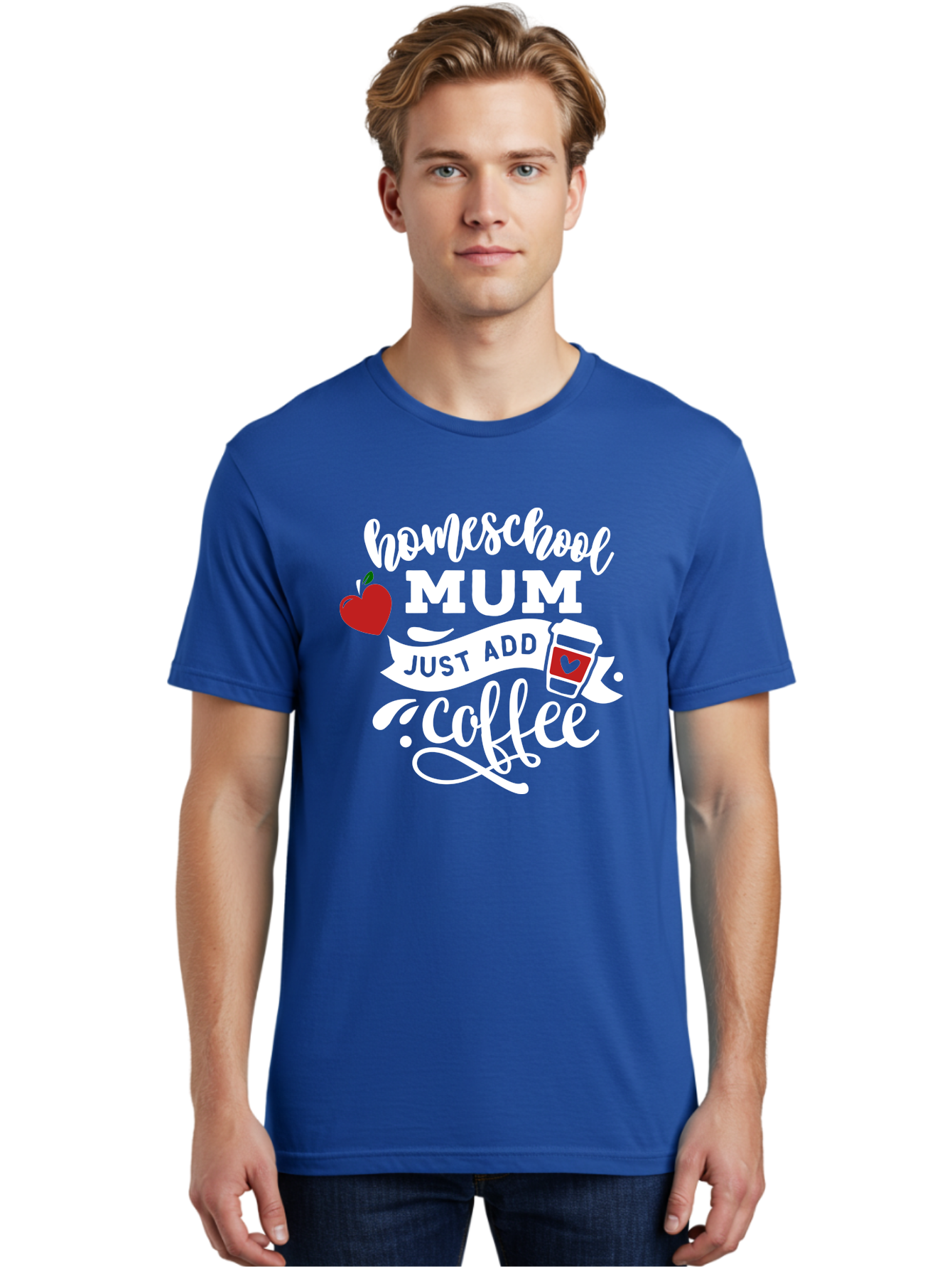 Homeschool-Mum-2 Men'S Graphic Tee, 100% Cotton, Comfortable Casual Summer Wear, Machine Washable, Homeschooling, Motherhood, Coffee Lover, Funny Quote, Homeschool Mum, Education, Parenting Humor, Coffee Cup, Apple Symbol, Inspirational Quote Aab386 6