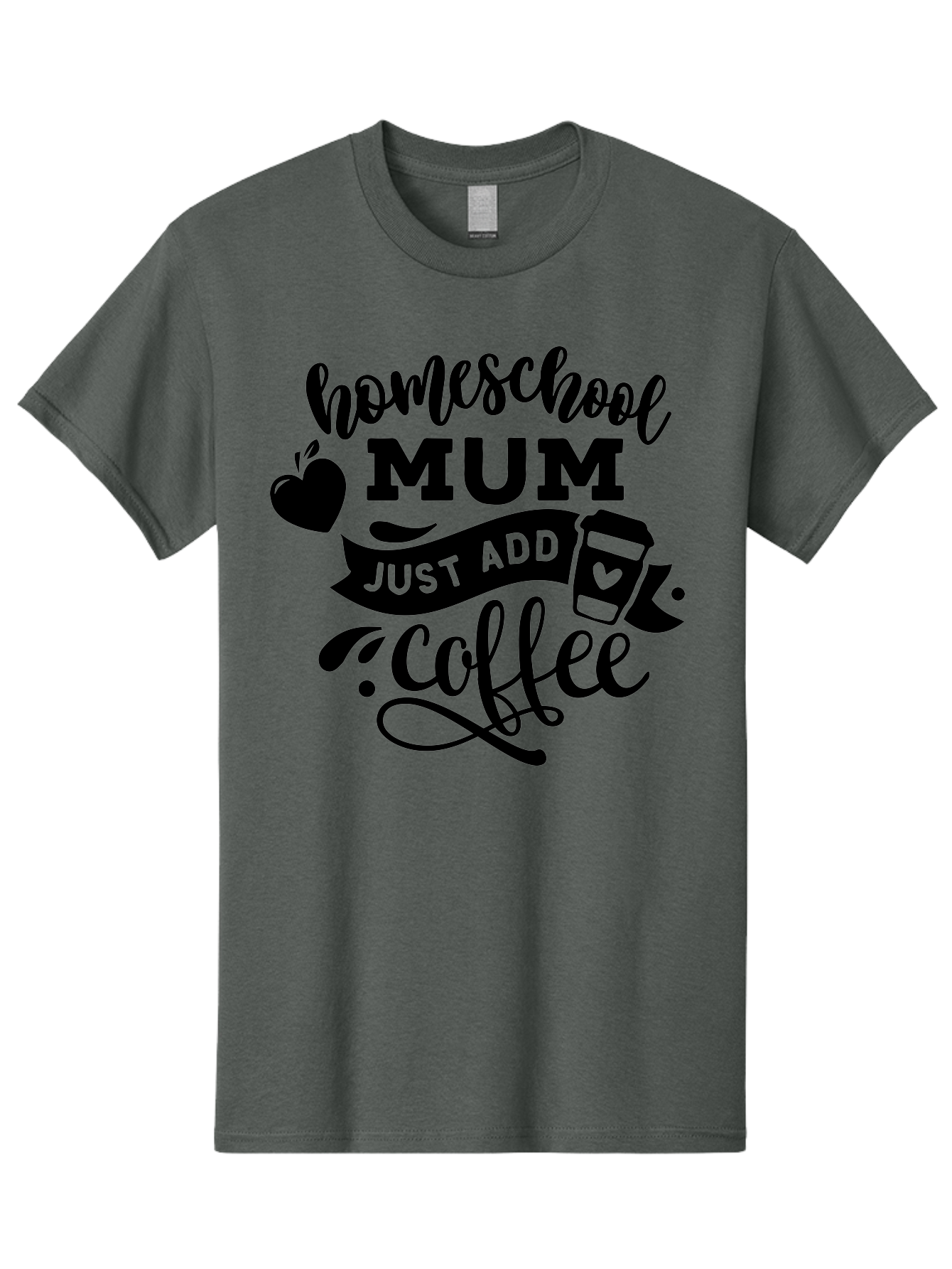 Homeschool-Mum-Just-Add-Coffee Men'S Graphic Tee, 100% Cotton, Comfortable Casual Summer Wear, Machine Washable, Homeschool Mum, Coffee Quote, Funny Homeschooling, Coffee Humor, Mom Life, Homeschooling Mom, Coffee Lover, Quirky Mom Aab389 7