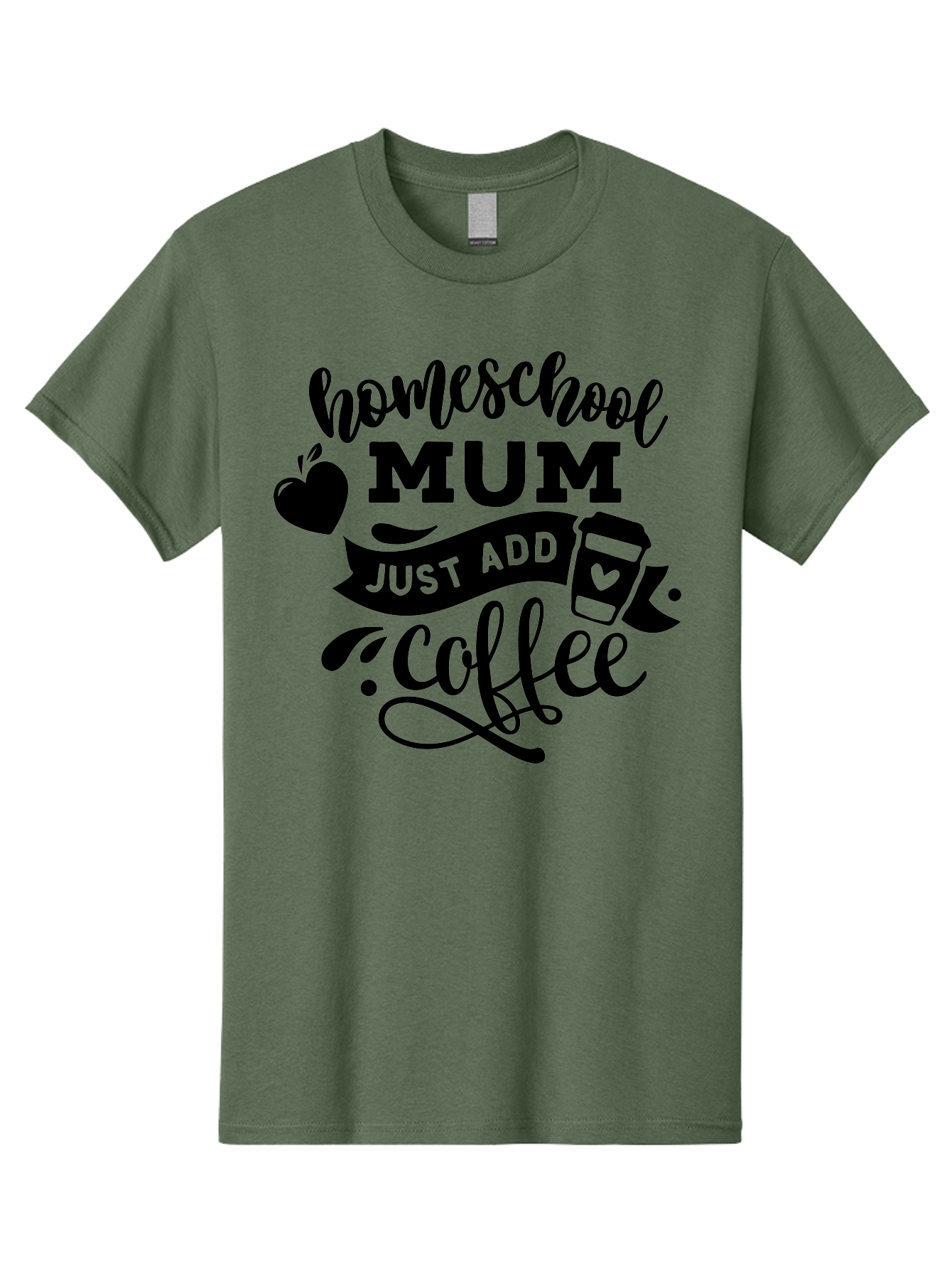 Homeschool-Mum-Just-Add-Coffee Men'S Graphic Tee, 100% Cotton, Comfortable Casual Summer Wear, Machine Washable, Homeschool Mum, Coffee Quote, Funny Homeschooling, Coffee Humor, Mom Life, Homeschooling Mom, Coffee Lover, Quirky Mom Aab389 25