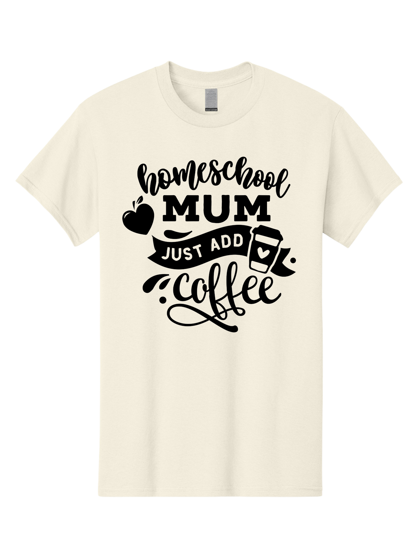 Homeschool-Mum-Just-Add-Coffee Men'S Graphic Tee, 100% Cotton, Comfortable Casual Summer Wear, Machine Washable, Homeschool Mum, Coffee Quote, Funny Homeschooling, Coffee Humor, Mom Life, Homeschooling Mom, Coffee Lover, Quirky Mom Aab389 13