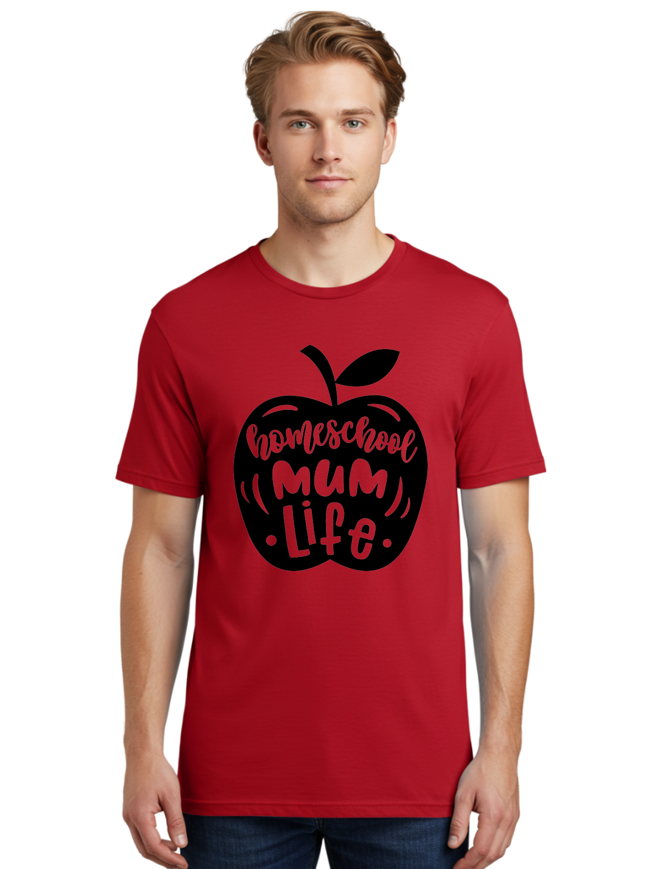 Homeschool-Mum-Life-1 Men'S Graphic Tee, 100% Cotton, Comfortable Casual Summer Wear, Machine Washable, Homeschooling, Parenting, Education, Motherhood, Lifestyle, Homeschool Mum Life, Apple Graphic, Mom Life Aab390 4