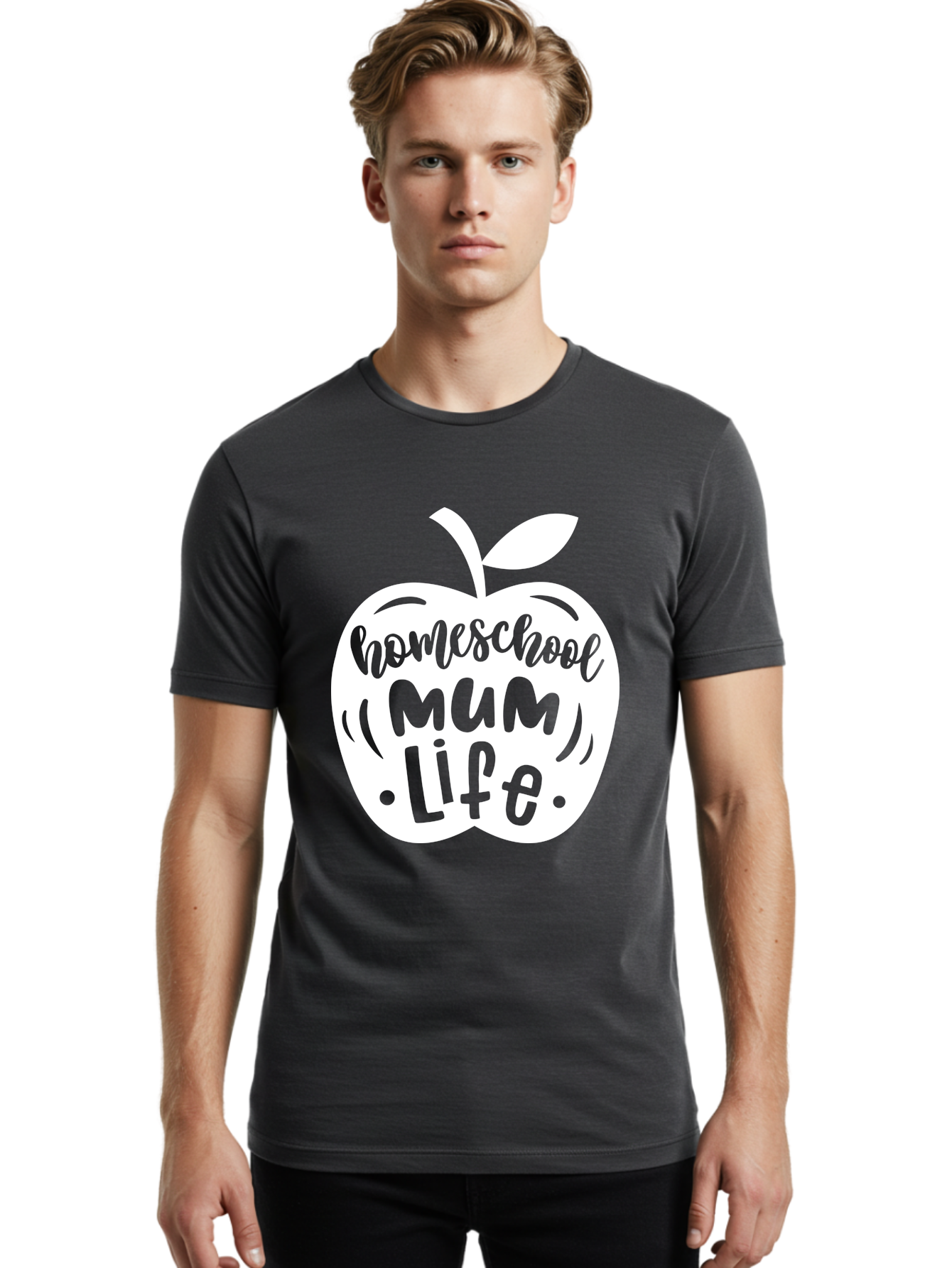 Homeschool-Mum-Life Men'S Graphic Tee, 100% Cotton, Comfortable Casual Summer Wear, Machine Washable, Homeschool Mum Life, Apple Graphic, Homeschooling Mother, Education, Parenting, Personalized Learning Aab392 6