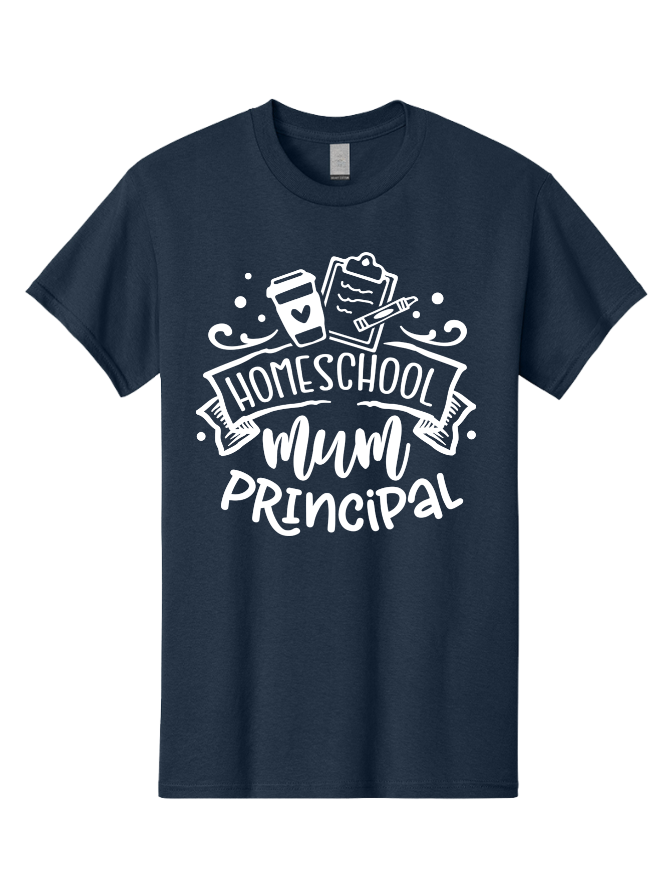 Homeschool-Mum-Principal-1 Men'S Graphic Tee, 100% Cotton, Comfortable Casual Summer Wear, Machine Washable, Homeschool Mom, Principal, Homeschooling, Coffee Cup, Clipboard, Pencil, Heart, Education, Parenting, Learning, Mom Life Aab393 25