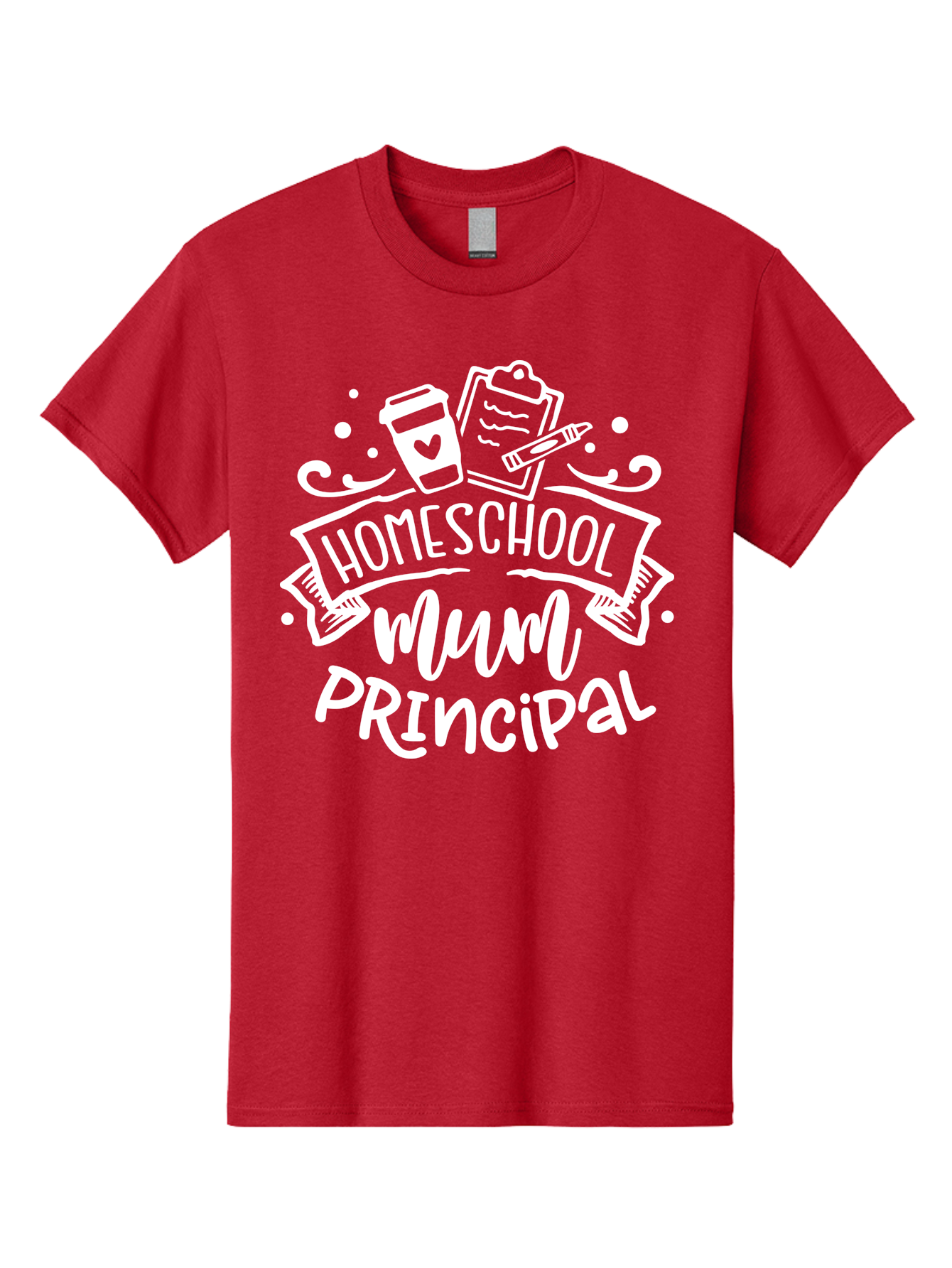 Homeschool-Mum-Principal-1 Men'S Graphic Tee, 100% Cotton, Comfortable Casual Summer Wear, Machine Washable, Homeschool Mom, Principal, Homeschooling, Coffee Cup, Clipboard, Pencil, Heart, Education, Parenting, Learning, Mom Life Aab393 15