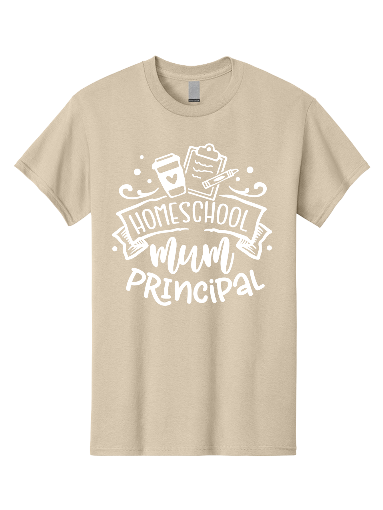 Homeschool-Mum-Principal-1 Men'S Graphic Tee, 100% Cotton, Comfortable Casual Summer Wear, Machine Washable, Homeschool Mom, Principal, Homeschooling, Coffee Cup, Clipboard, Pencil, Heart, Education, Parenting, Learning, Mom Life Aab393 17