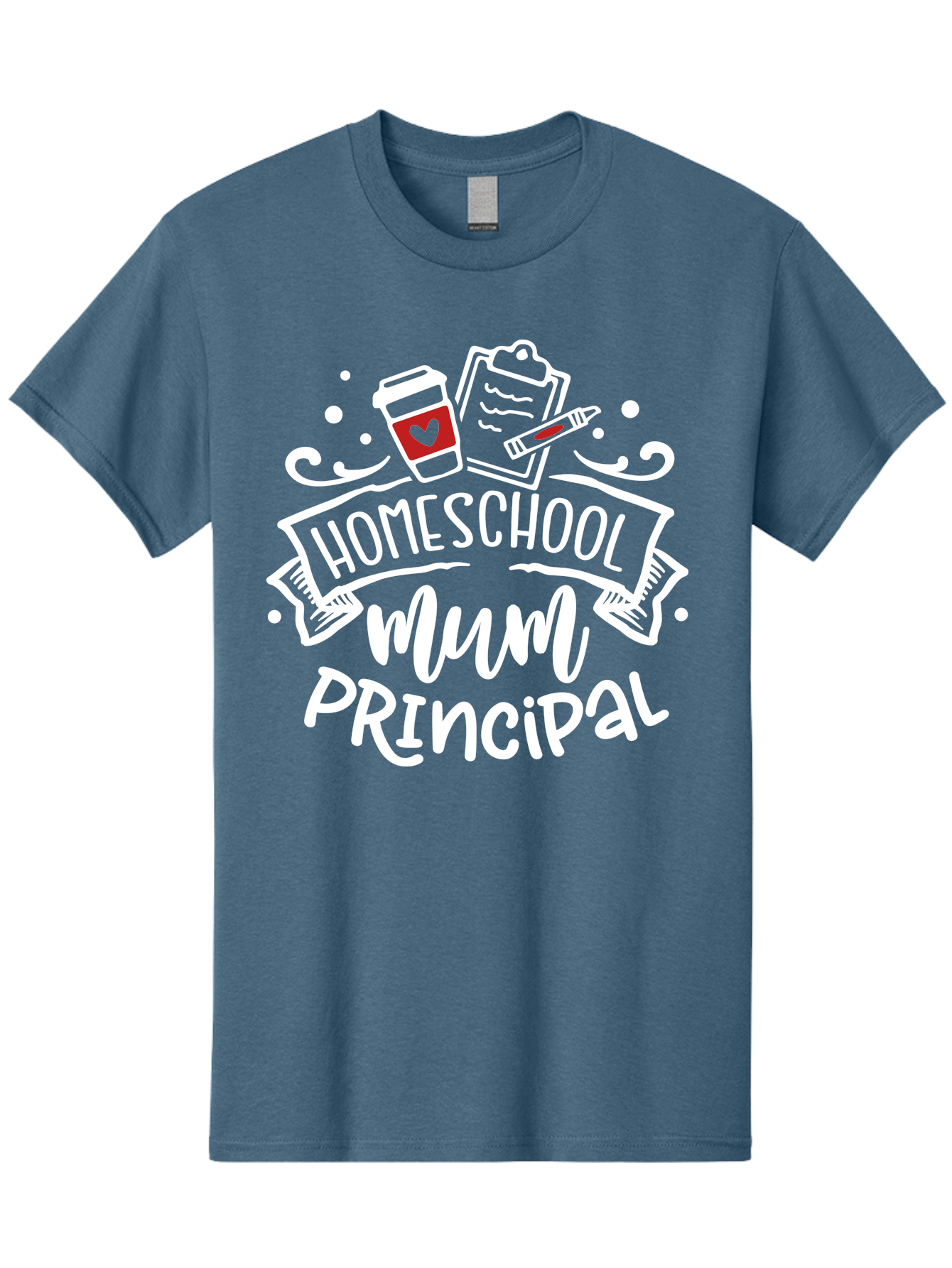 Homeschool-Mum-Principal-2 Men'S Graphic Tee, 100% Cotton, Comfortable Casual Summer Wear, Machine Washable, Homeschool, Homeschooling, Education, Learning, Parenting, Motherhood, Coffee, Clipboard, Marker, Heart, Homeschool Mum Aab394 7