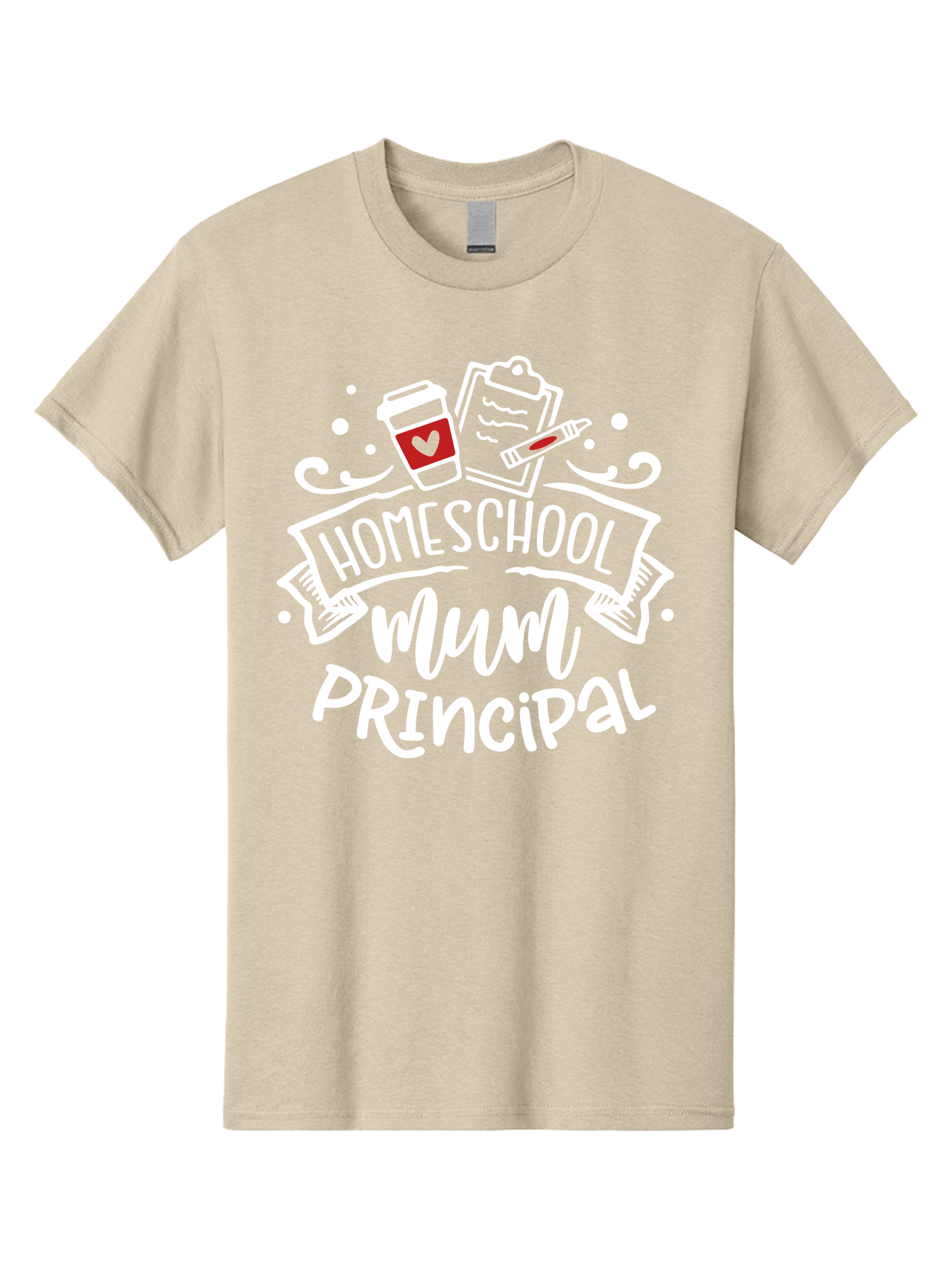 Homeschool-Mum-Principal-2 Men'S Graphic Tee, 100% Cotton, Comfortable Casual Summer Wear, Machine Washable, Homeschool, Homeschooling, Education, Learning, Parenting, Motherhood, Coffee, Clipboard, Marker, Heart, Homeschool Mum Aab394 11