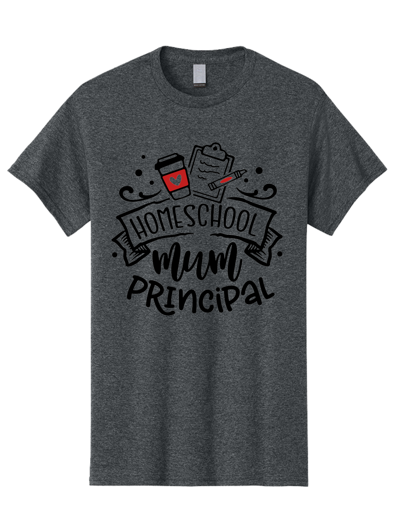 Homeschool-Mum-Principal-3 Men'S Graphic Tee, 100% Cotton, Comfortable Casual Summer Wear, Machine Washable, Homeschool Mum, Principal, Education, Learning, Teaching, Coffee Cup, Clipboard, Pencil, Doodle Art, Playful Design, Aab395 17