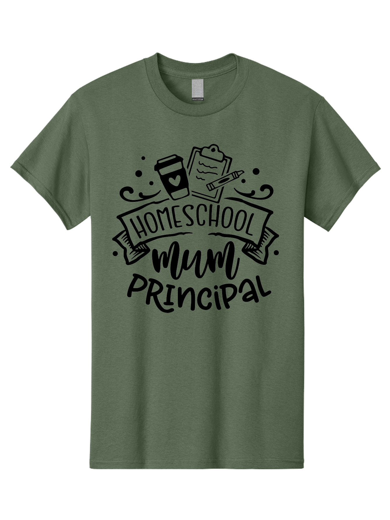 Homeschool-Mum-Principal Men'S Graphic Tee, 100% Cotton, Comfortable Casual Summer Wear, Machine Washable, Homeschool Mum Principal, Homeschooling, Education, Learning, Mom, Principal, Coffee Cup, Clipboard, Pencil, Doodle Art, Hand Drawn, Aab396 7