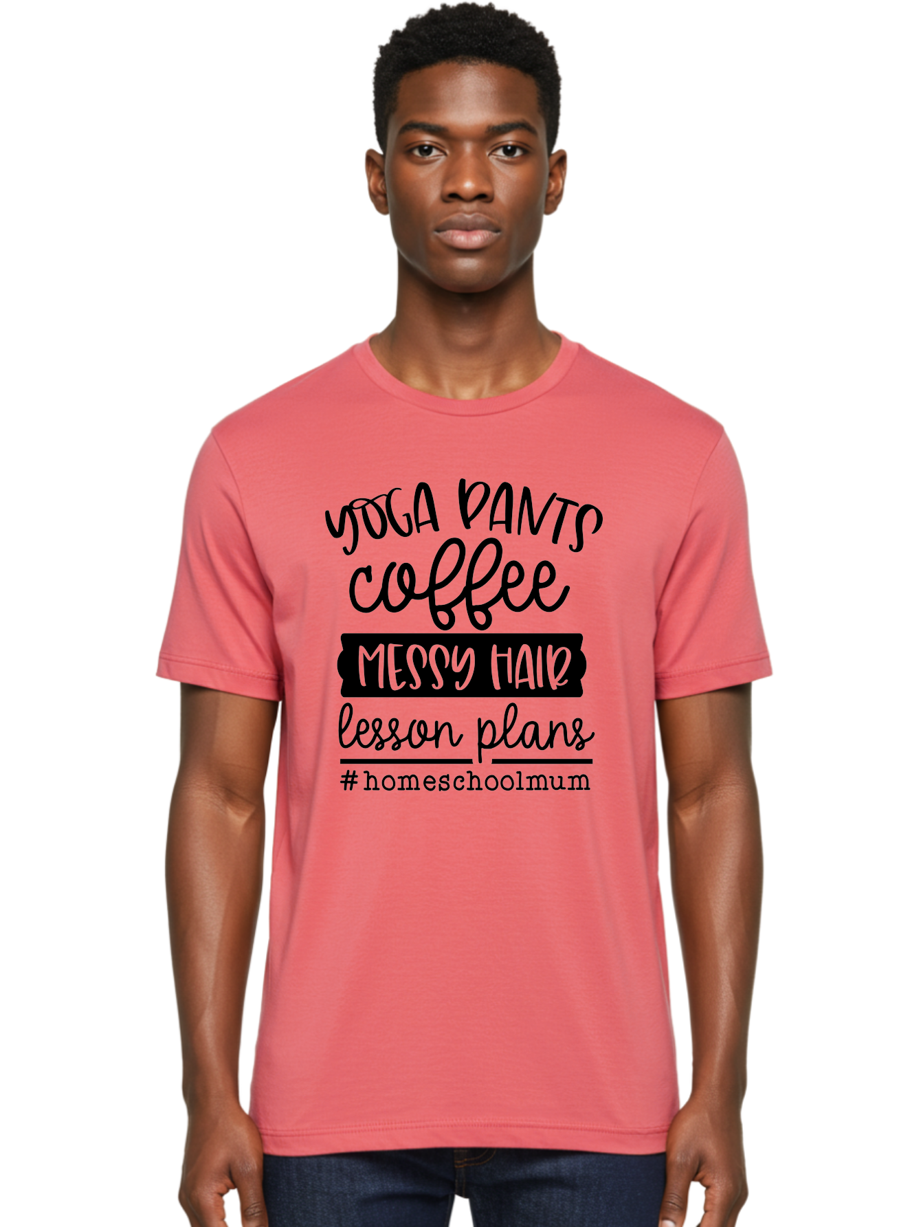 Homeschoolmum Men'S Graphic Tee, 100% Cotton, Comfortable Casual Summer Wear, Machine Washable, Homeschool Mom Lifestyle, Yoga Pants, Coffee, Messy Hair, Lesson Plans, Homeschooling, Mom Life, Parenting, Education, Teaching Aab400 26