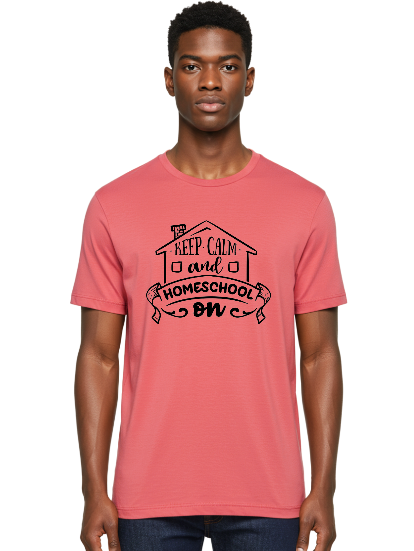 Keep-Calm-And-Homeschool-On-1 Men'S Graphic Tee, 100% Cotton, Comfortable Casual Summer Wear, Machine Washable, Homeschooling Inspiration, Keep Calm, Homeschool On, Home Education, Personalized Learning, Alternative Education, Family Learning, Aab407 4