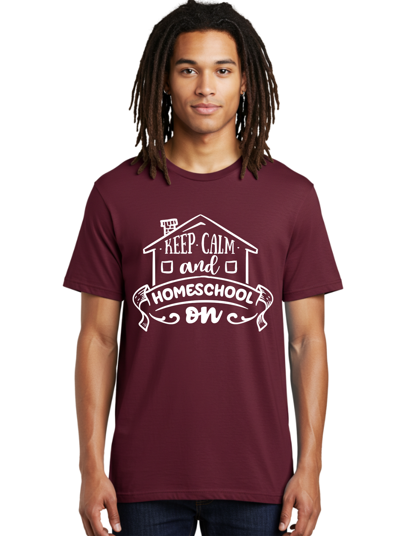 Keep-Calm-And-Homeschool-On Men'S Graphic Tee, 100% Cotton, Comfortable Casual Summer Wear, Machine Washable, Homeschooling, Homeschool, Keep Calm, Homeschool On, Alternative Education, Home Education, Learning At Home, Family Education, Aab408 4