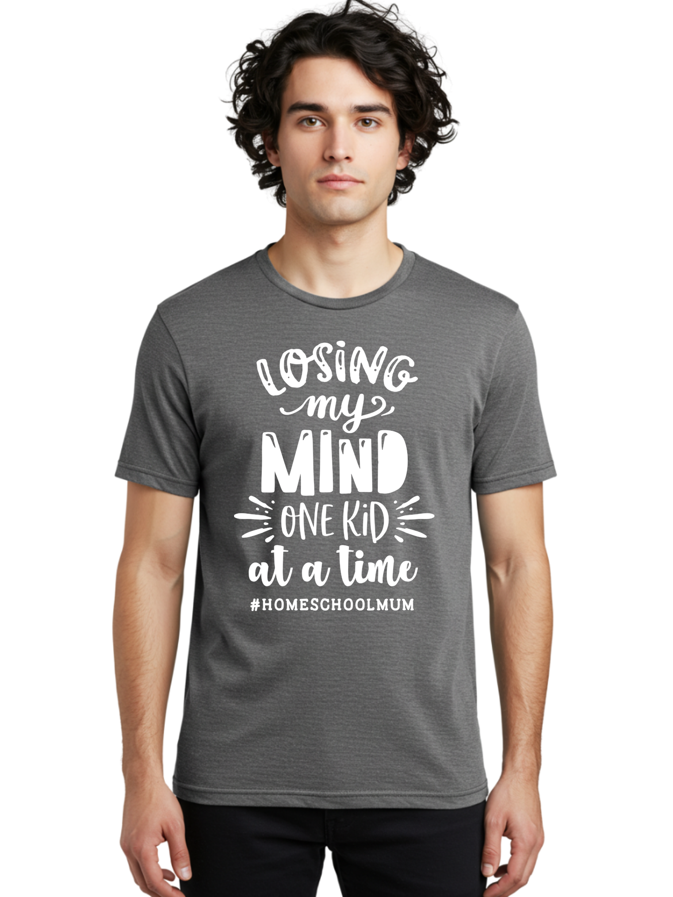 Losing-My-Mind-One-Kid-At-A-Time Men'S Graphic Tee, 100% Cotton, Comfortable Casual Summer Wear, Machine Washable, Homeschool Mom, Parenting Struggles, Humorous Quote, Motherhood Challenges, Parenting Life Aab411 10