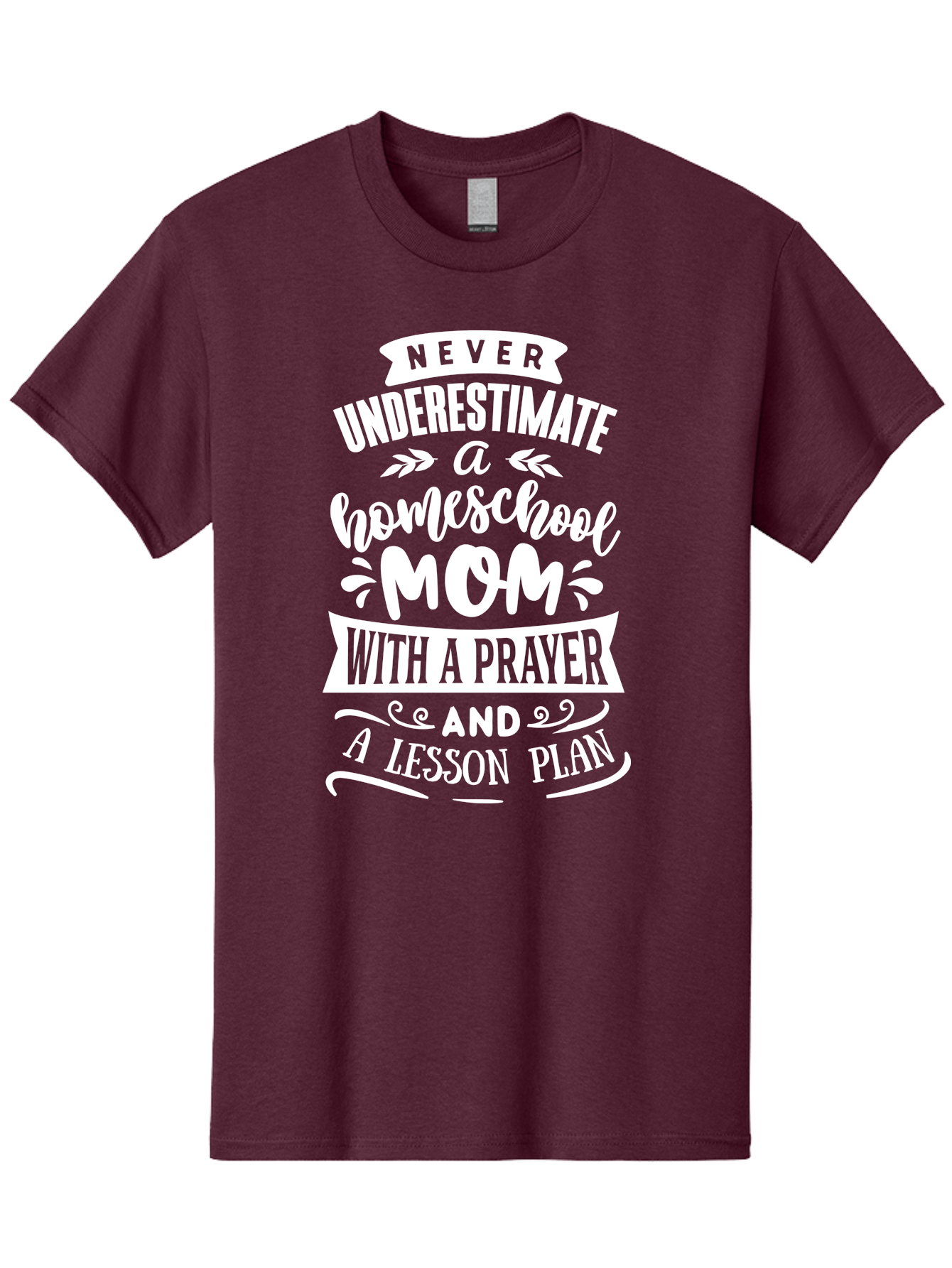 Never-Underestimate-Homeschool-Mom Men'S Graphic Tee, 100% Cotton, Comfortable Casual Summer Wear, Machine Washable, Homeschool Mom, Inspirational Quote, Motivational Message, Lesson Plan, Prayer, Homeschooling, Motherhood, Education, Aab413 3