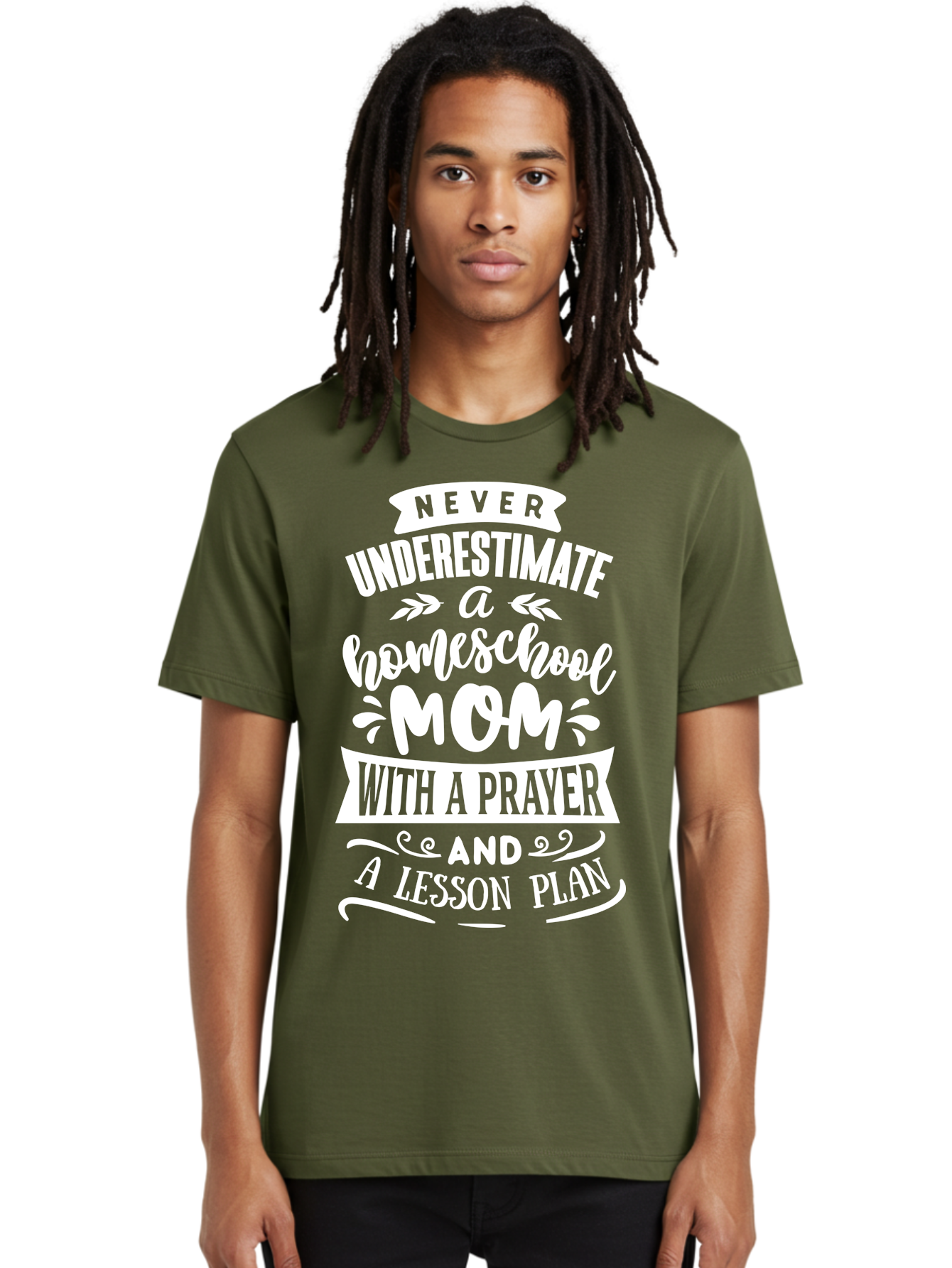 Never-Underestimate-Homeschool-Mom Men'S Graphic Tee, 100% Cotton, Comfortable Casual Summer Wear, Machine Washable, Homeschool Mom, Inspirational Quote, Motivational Message, Lesson Plan, Prayer, Homeschooling, Motherhood, Education, Aab413 20