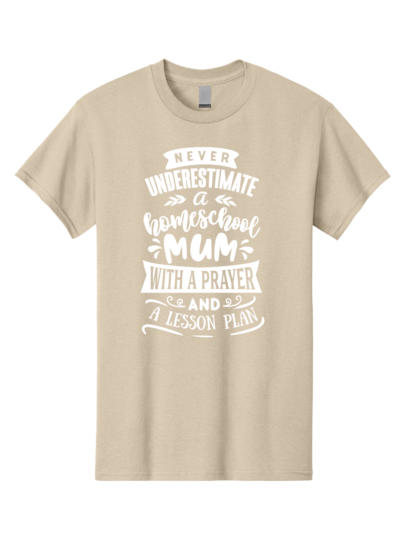 Never-Underestimate-Homeschool-Mum Men'S Graphic Tee, 100% Cotton, Comfortable Casual Summer Wear, Machine Washable, Homeschool Mum, Inspirational Quote, Motivational Phrase, Homeschooling Parent, Lesson Plan, Prayer, Education Support, Aab414 7