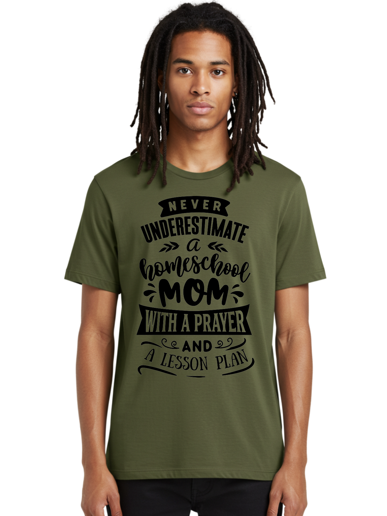 Never-Underestimate-Mom Men'S Graphic Tee, 100% Cotton, Comfortable Casual Summer Wear, Machine Washable, Homeschool Mom, Inspirational Quote, Motivational Phrase, Homeschooling, Prayer, Lesson Plan, Strong Mother, Dedicated Educator, Aab415 18