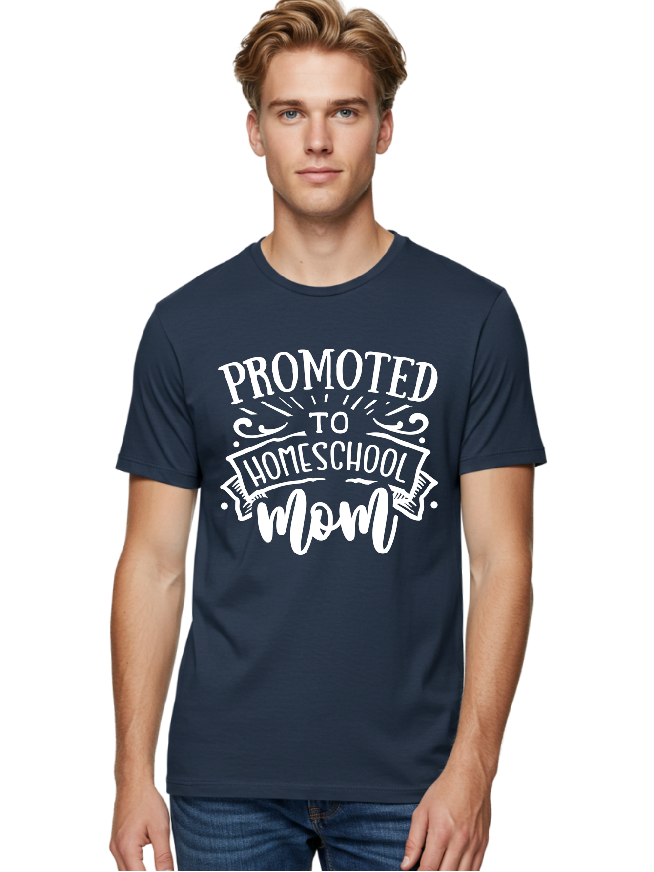 Promoted-To-Homeschool-Mom Men'S Graphic Tee, 100% Cotton, Comfortable Casual Summer Wear, Machine Washable, Homeschool Mom, Education At Home, Parenting Journey, Alternative Schooling, Mom Life, Family Learning, Personalized Education, Aab418 20