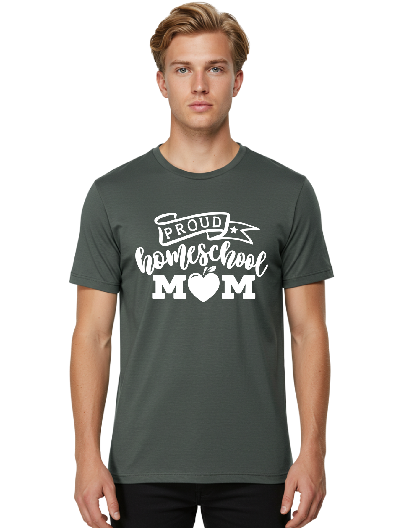 Proud-Homeschool-Mom-1 Men'S Graphic Tee, 100% Cotton, Comfortable Casual Summer Wear, Machine Washable, Homeschool Mom Graphic, Proud Parent, Apple Heart Symbol, Education, Parenting, Inspirational Quote, Homeschooling, Motherhood, Aab421 18