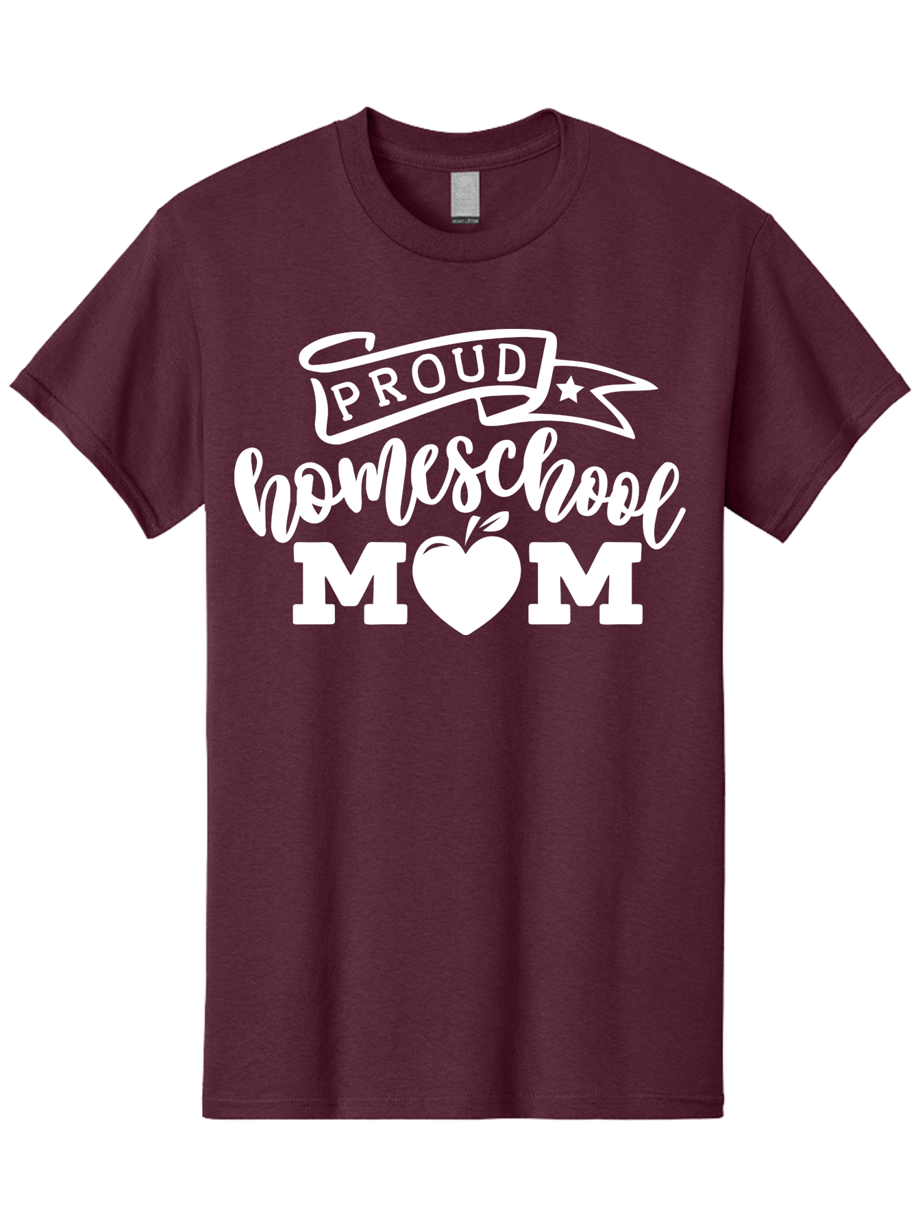 Proud-Homeschool-Mom-1 Men'S Graphic Tee, 100% Cotton, Comfortable Casual Summer Wear, Machine Washable, Homeschool Mom Graphic, Proud Parent, Apple Heart Symbol, Education, Parenting, Inspirational Quote, Homeschooling, Motherhood, Aab421 1