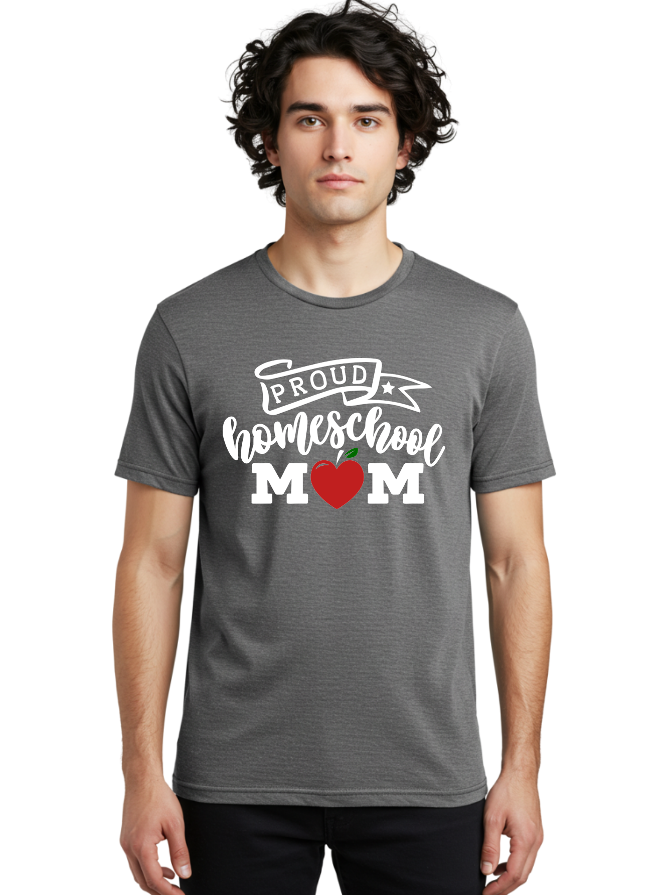 Proud-Homeschool-Mom-2 Men'S Graphic Tee, 100% Cotton, Comfortable Casual Summer Wear, Machine Washable, Homeschool Mom, Proud Parent, Apple Symbol, Homeschooling, Parenting, Education, Love For Learning, Red Apple Aab422 14