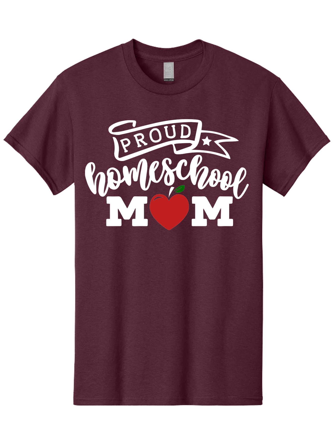 Proud-Homeschool-Mom-2 Men'S Graphic Tee, 100% Cotton, Comfortable Casual Summer Wear, Machine Washable, Homeschool Mom, Proud Parent, Apple Symbol, Homeschooling, Parenting, Education, Love For Learning, Red Apple Aab422 3