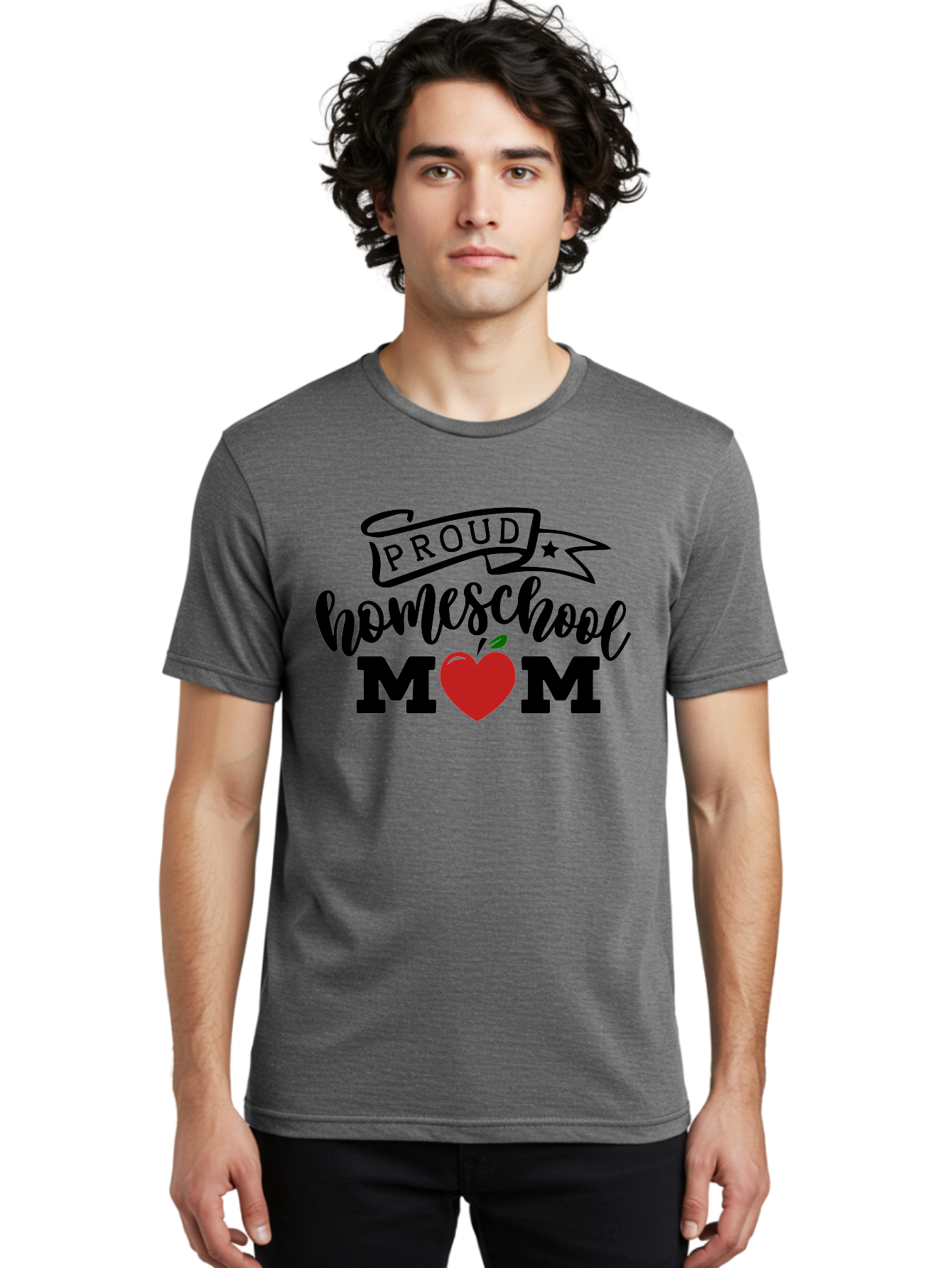 Proud-Homeschool-Mom-3 Men'S Graphic Tee, 100% Cotton, Comfortable Casual Summer Wear, Machine Washable, Homeschool Mom, Proud Parent, Homeschooling, Parenting, Education, Apple, Mother, Proud Homeschool Mom, Family, Love Aab423 24