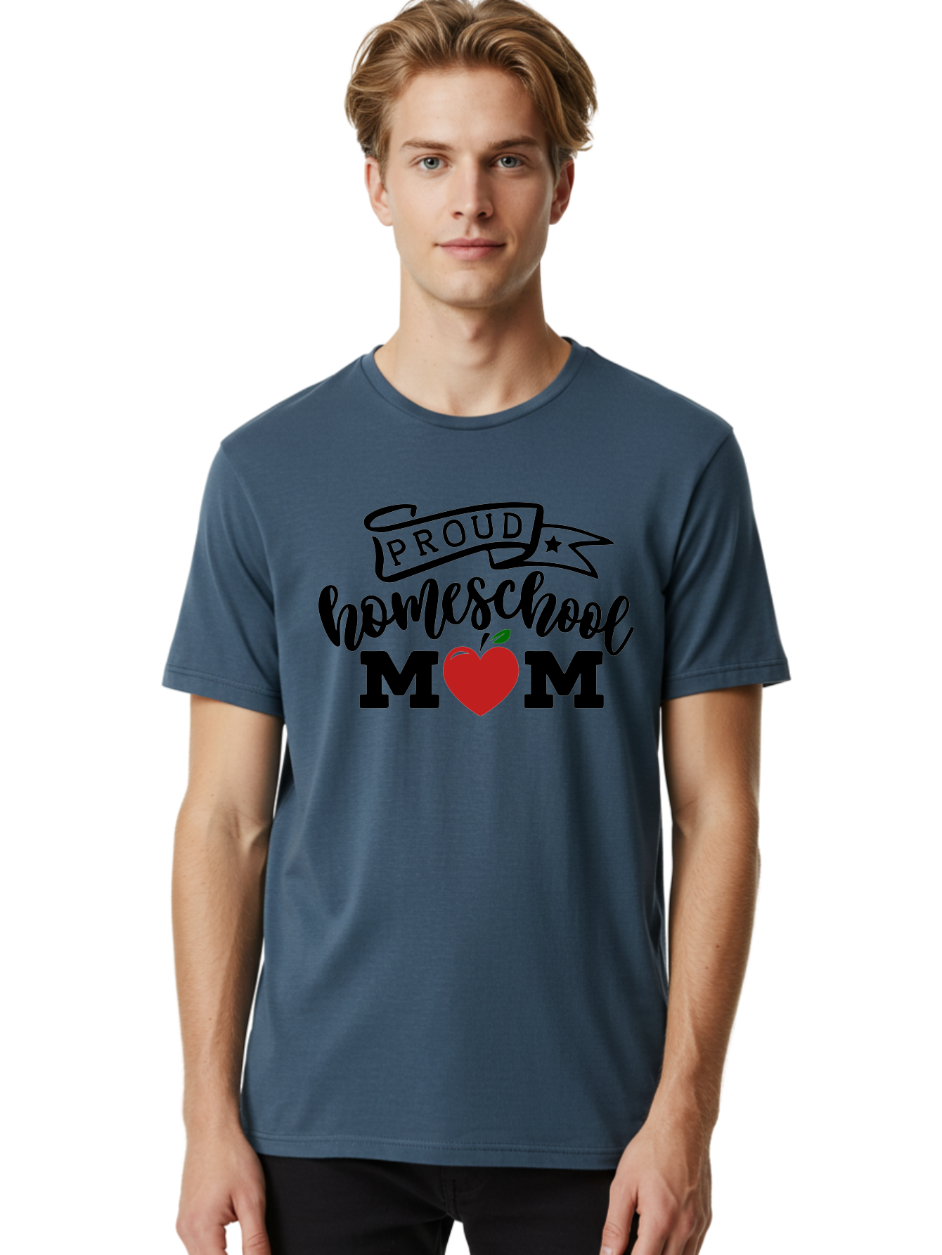 Proud-Homeschool-Mom-3 Men'S Graphic Tee, 100% Cotton, Comfortable Casual Summer Wear, Machine Washable, Homeschool Mom, Proud Parent, Homeschooling, Parenting, Education, Apple, Mother, Proud Homeschool Mom, Family, Love Aab423 30