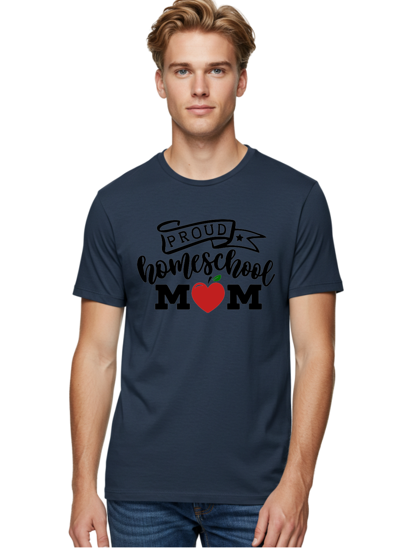 Proud-Homeschool-Mom-3 Men'S Graphic Tee, 100% Cotton, Comfortable Casual Summer Wear, Machine Washable, Homeschool Mom, Proud Parent, Homeschooling, Parenting, Education, Apple, Mother, Proud Homeschool Mom, Family, Love Aab423 10