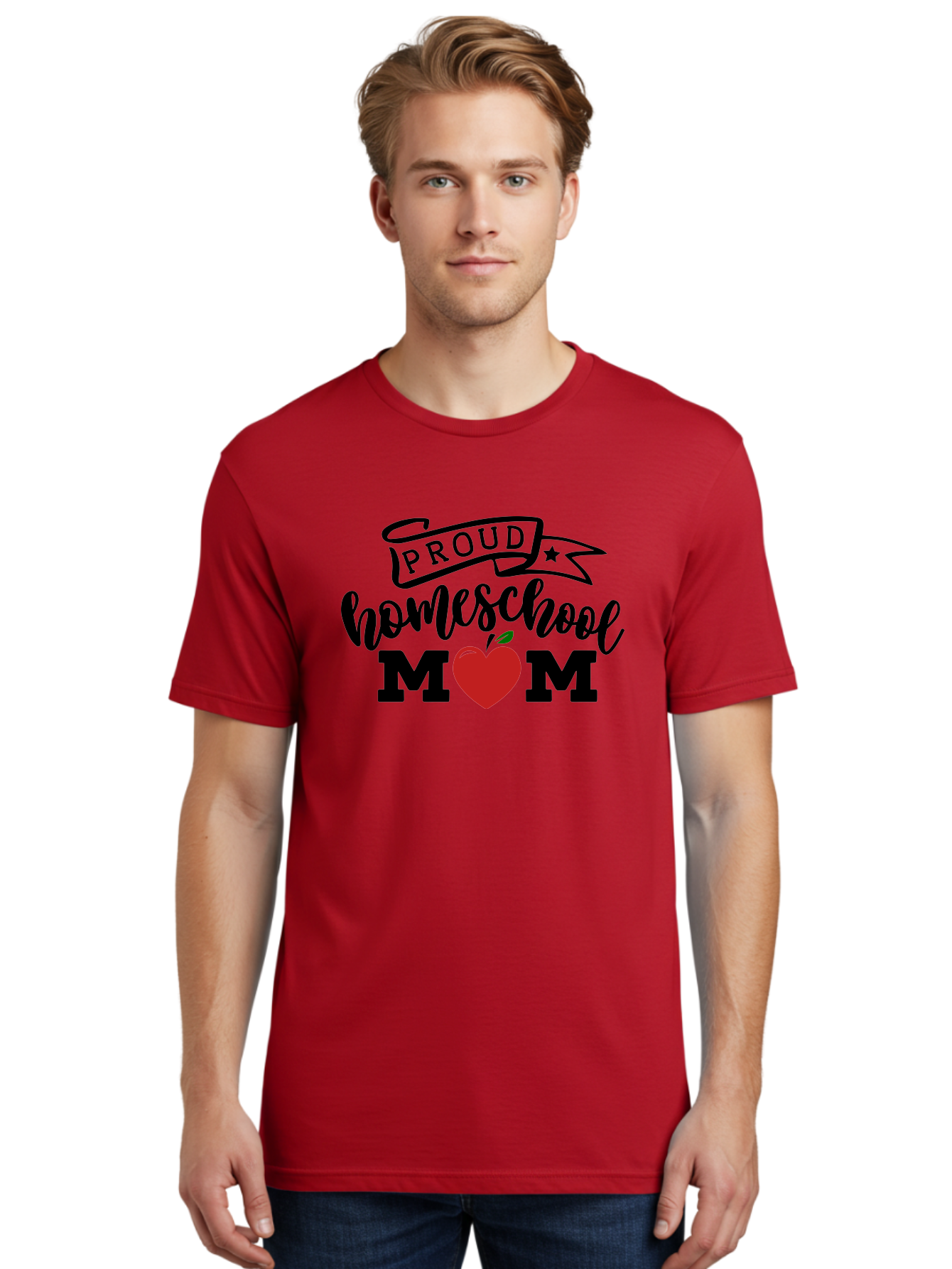 Proud-Homeschool-Mom-3 Men'S Graphic Tee, 100% Cotton, Comfortable Casual Summer Wear, Machine Washable, Homeschool Mom, Proud Parent, Homeschooling, Parenting, Education, Apple, Mother, Proud Homeschool Mom, Family, Love Aab423 6