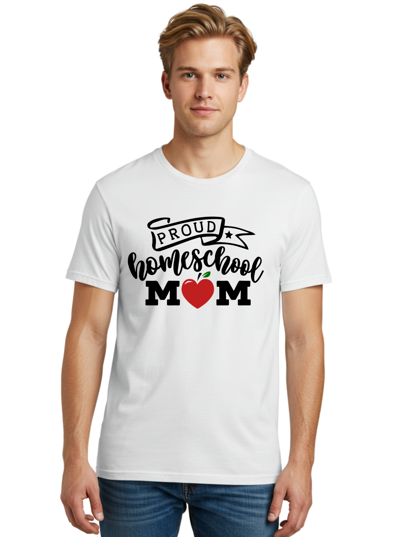 Proud-Homeschool-Mom-3 Men'S Graphic Tee, 100% Cotton, Comfortable Casual Summer Wear, Machine Washable, Homeschool Mom, Proud Parent, Homeschooling, Parenting, Education, Apple, Mother, Proud Homeschool Mom, Family, Love Aab423 8