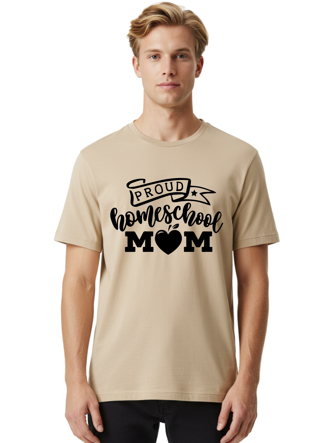 Proud-Homeschool-Mom Men'S Graphic Tee, 100% Cotton, Comfortable Casual Summer Wear, Machine Washable, Homeschool Mom, Proud Parent, Apple Of My Eye, Home Education, Parenting Pride, Mom Love, Education Support, Heart Of The Home Aab424 4