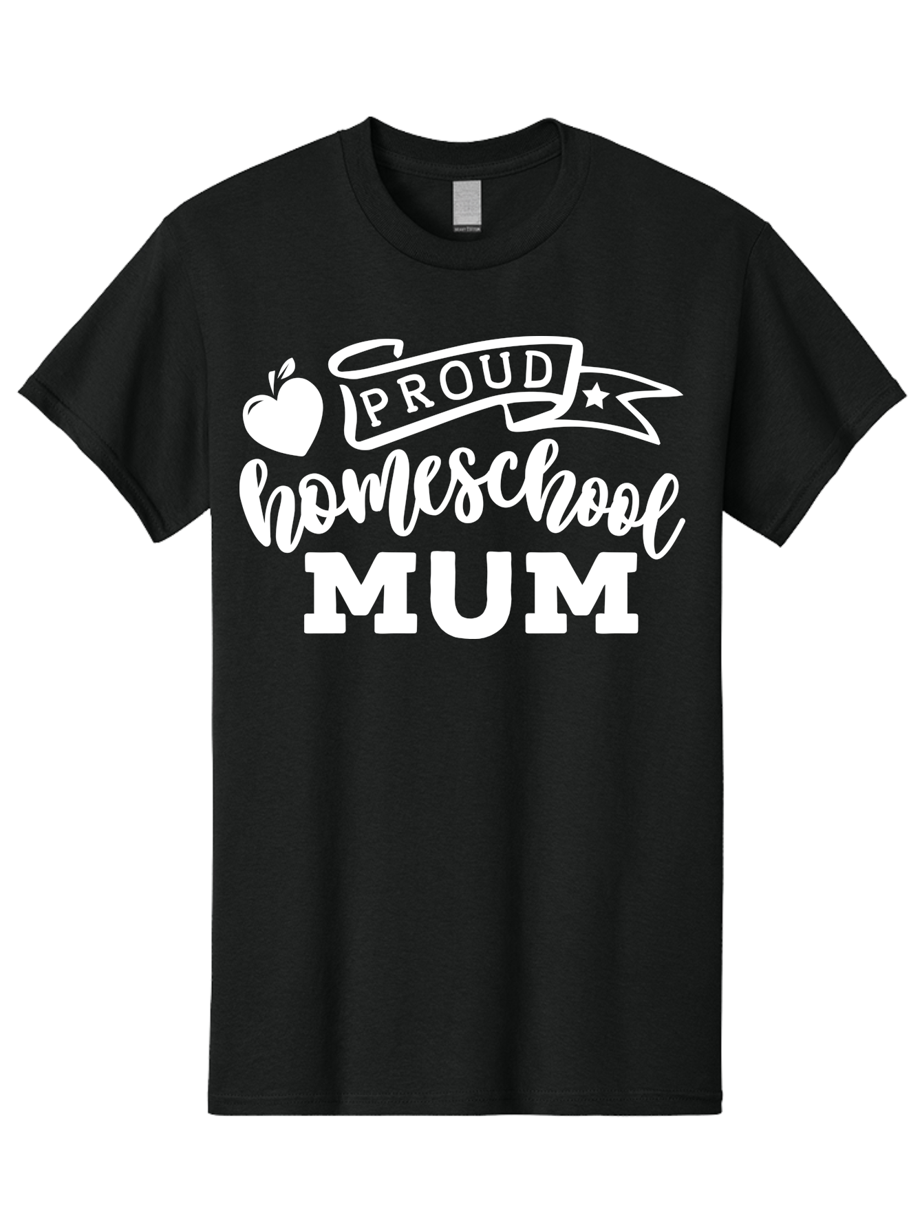 Proud-Homeschool-Mum-1 Men'S Graphic Tee, 100% Cotton, Comfortable Casual Summer Wear, Machine Washable, Homeschool Mom, Proud Parent, Homeschooling, Motherhood, Education, Apple Logo, Star Symbol, Banner Design, Parent Teacher, Aab425 11