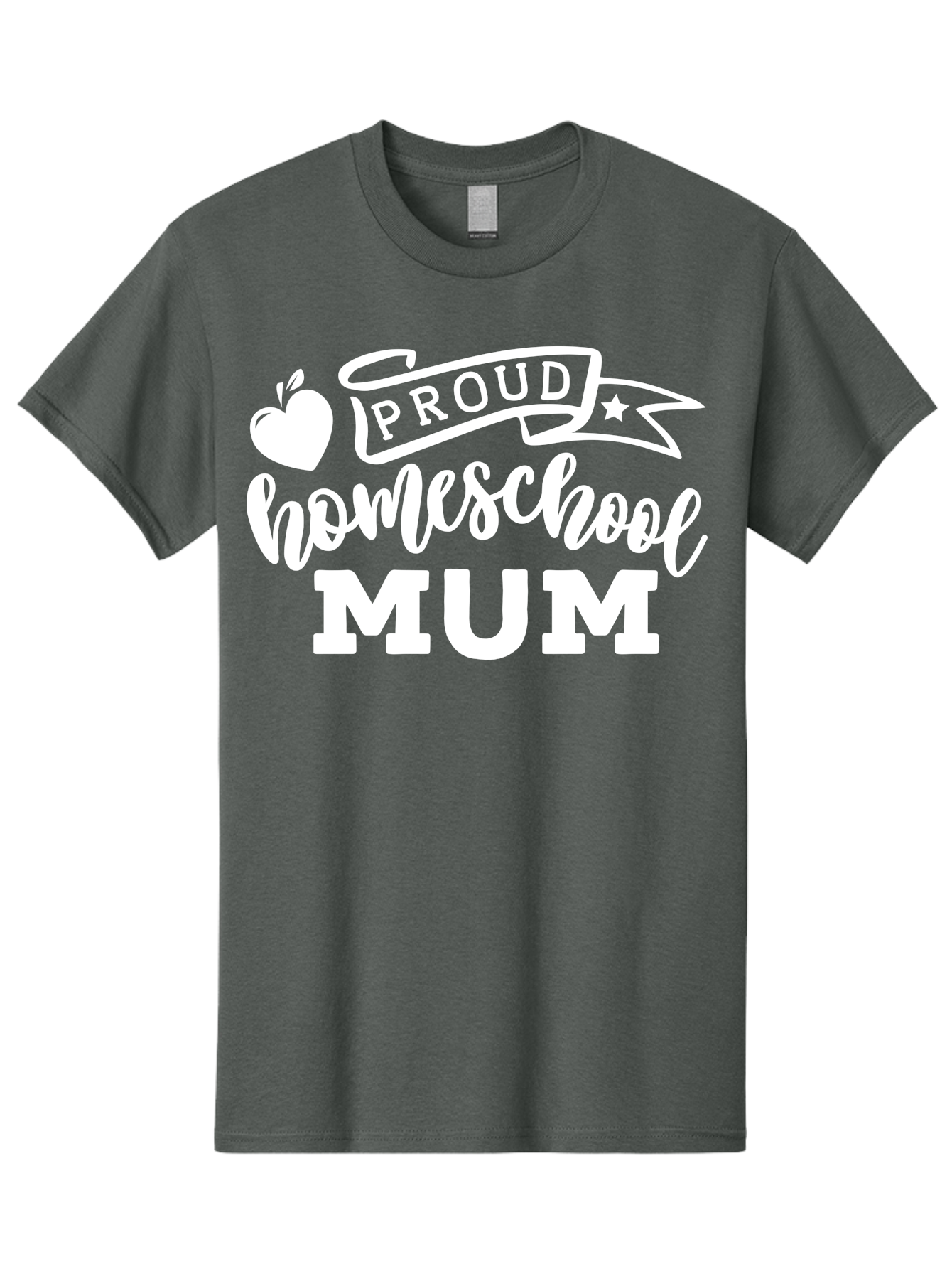 Proud-Homeschool-Mum-1 Men'S Graphic Tee, 100% Cotton, Comfortable Casual Summer Wear, Machine Washable, Homeschool Mom, Proud Parent, Homeschooling, Motherhood, Education, Apple Logo, Star Symbol, Banner Design, Parent Teacher, Aab425 21