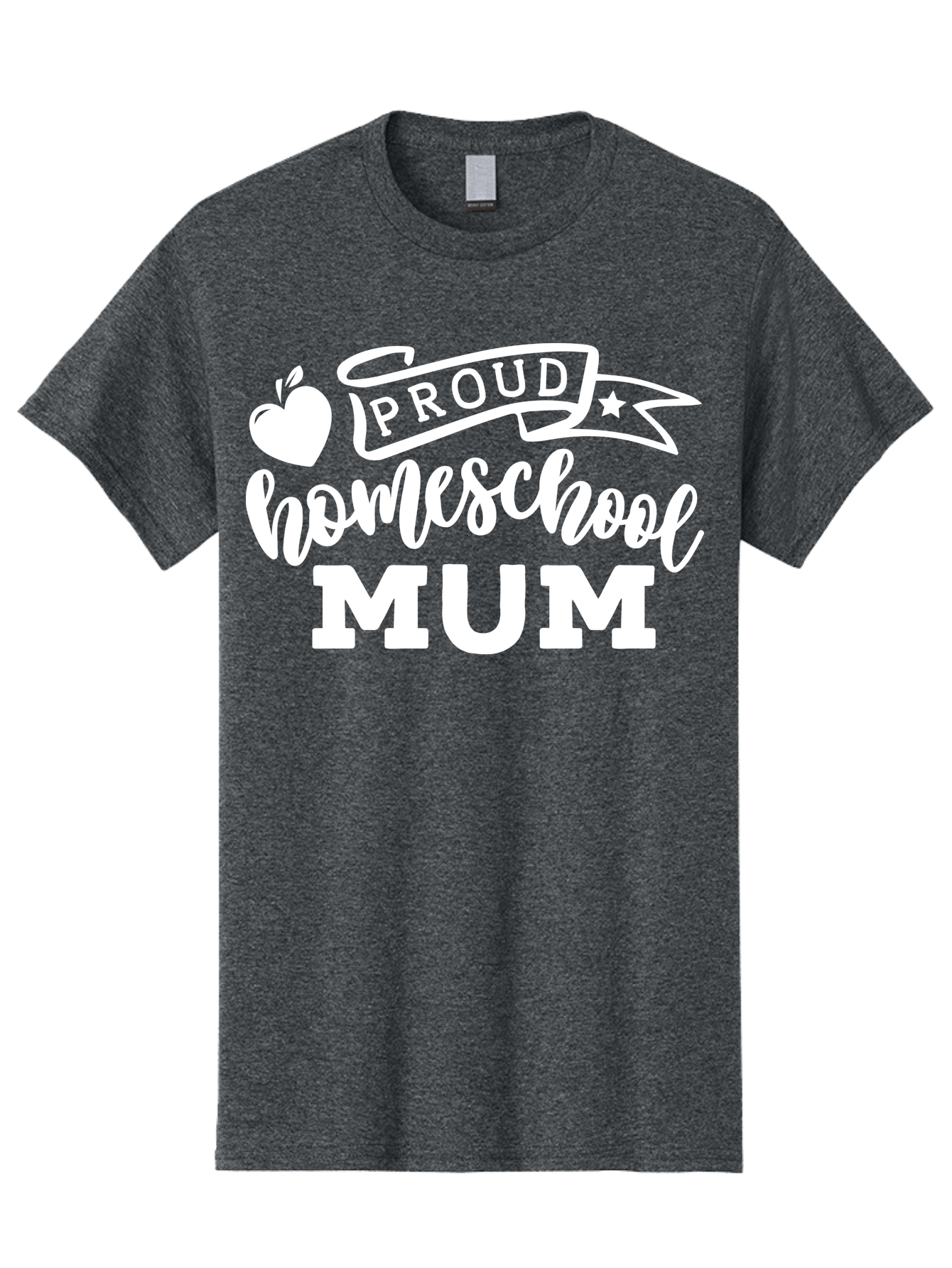 Proud-Homeschool-Mum-1 Men'S Graphic Tee, 100% Cotton, Comfortable Casual Summer Wear, Machine Washable, Homeschool Mom, Proud Parent, Homeschooling, Motherhood, Education, Apple Logo, Star Symbol, Banner Design, Parent Teacher, Aab425 19