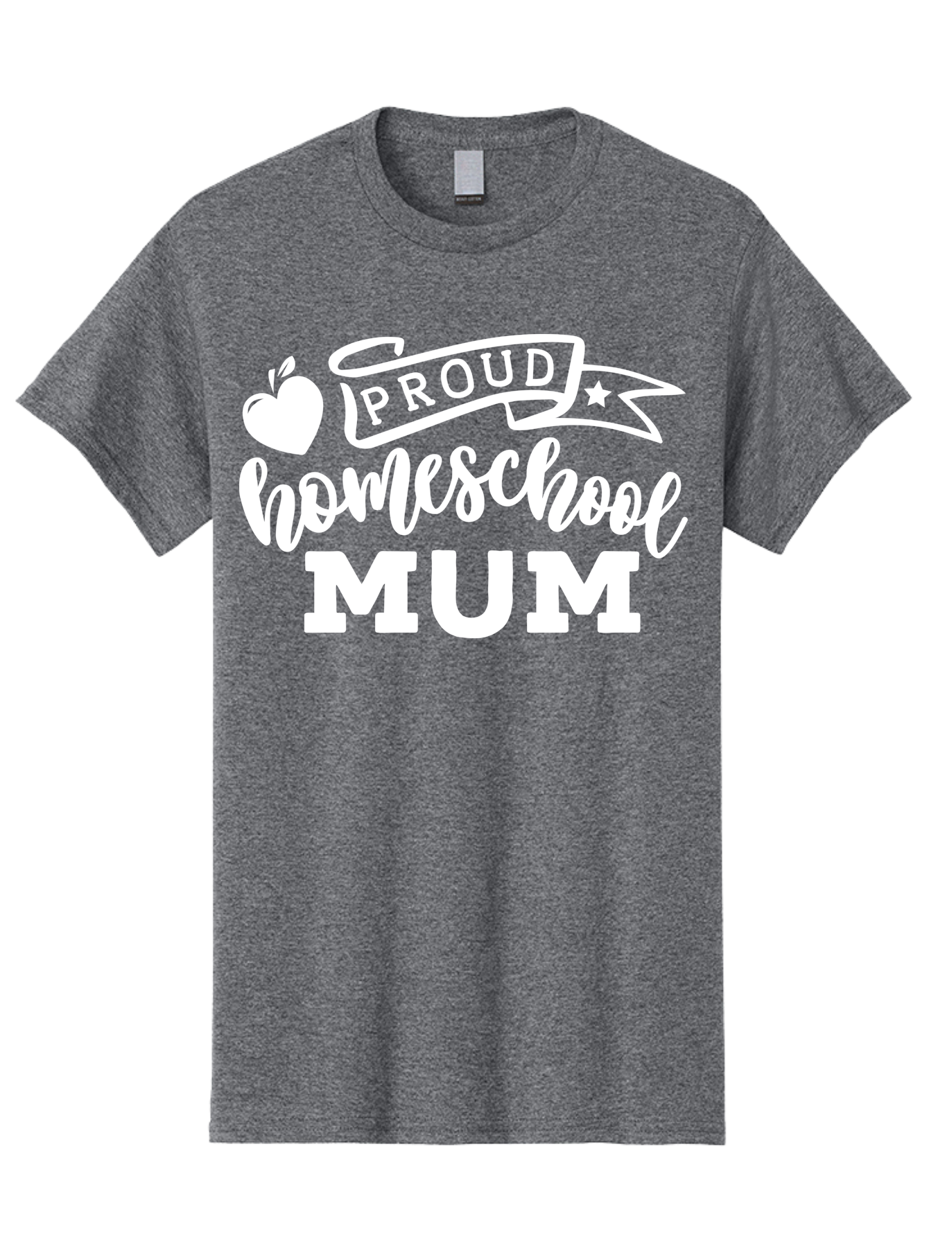 Proud-Homeschool-Mum-1 Men'S Graphic Tee, 100% Cotton, Comfortable Casual Summer Wear, Machine Washable, Homeschool Mom, Proud Parent, Homeschooling, Motherhood, Education, Apple Logo, Star Symbol, Banner Design, Parent Teacher, Aab425 13