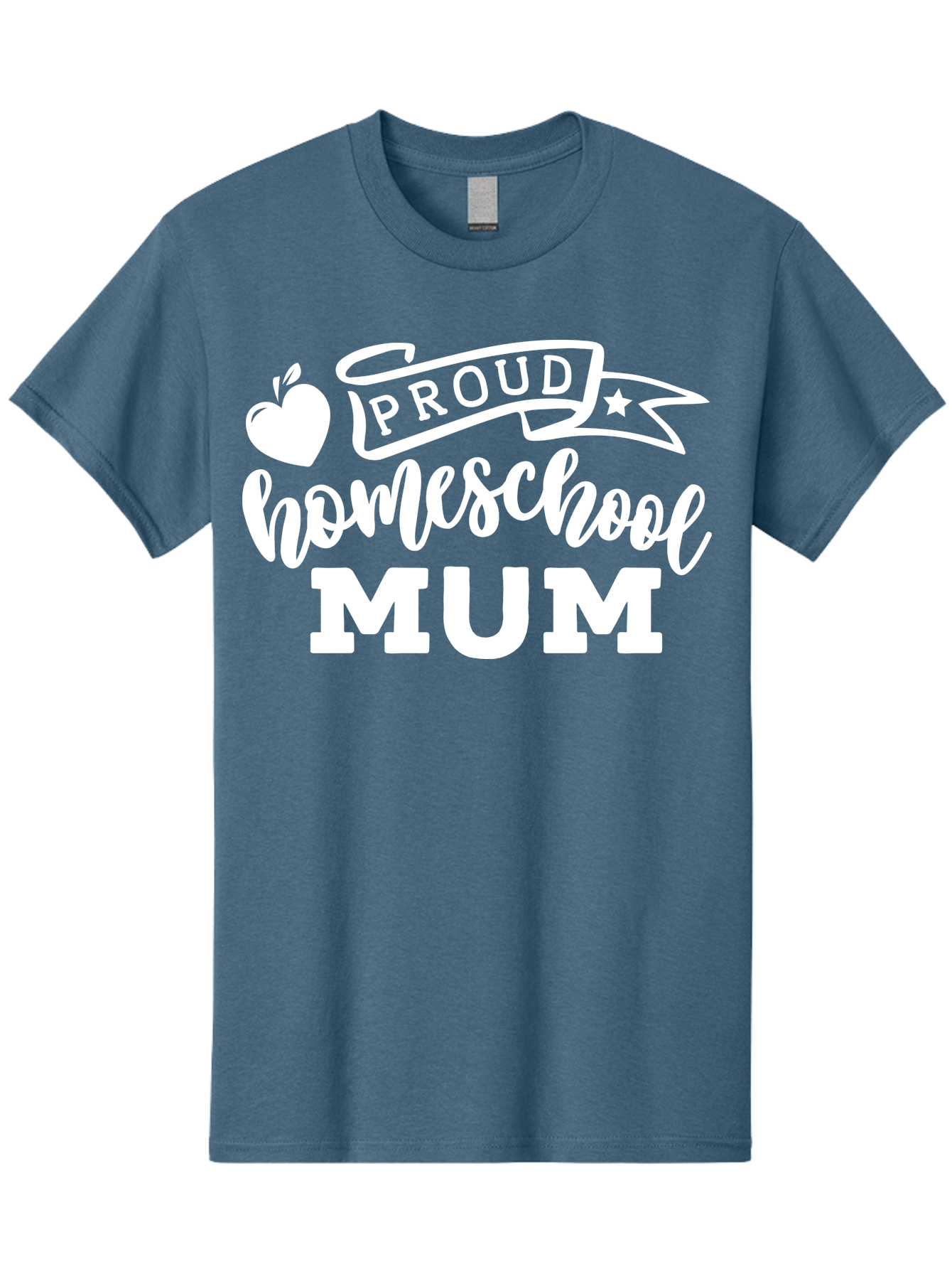 Proud-Homeschool-Mum-1 Men'S Graphic Tee, 100% Cotton, Comfortable Casual Summer Wear, Machine Washable, Homeschool Mom, Proud Parent, Homeschooling, Motherhood, Education, Apple Logo, Star Symbol, Banner Design, Parent Teacher, Aab425 27