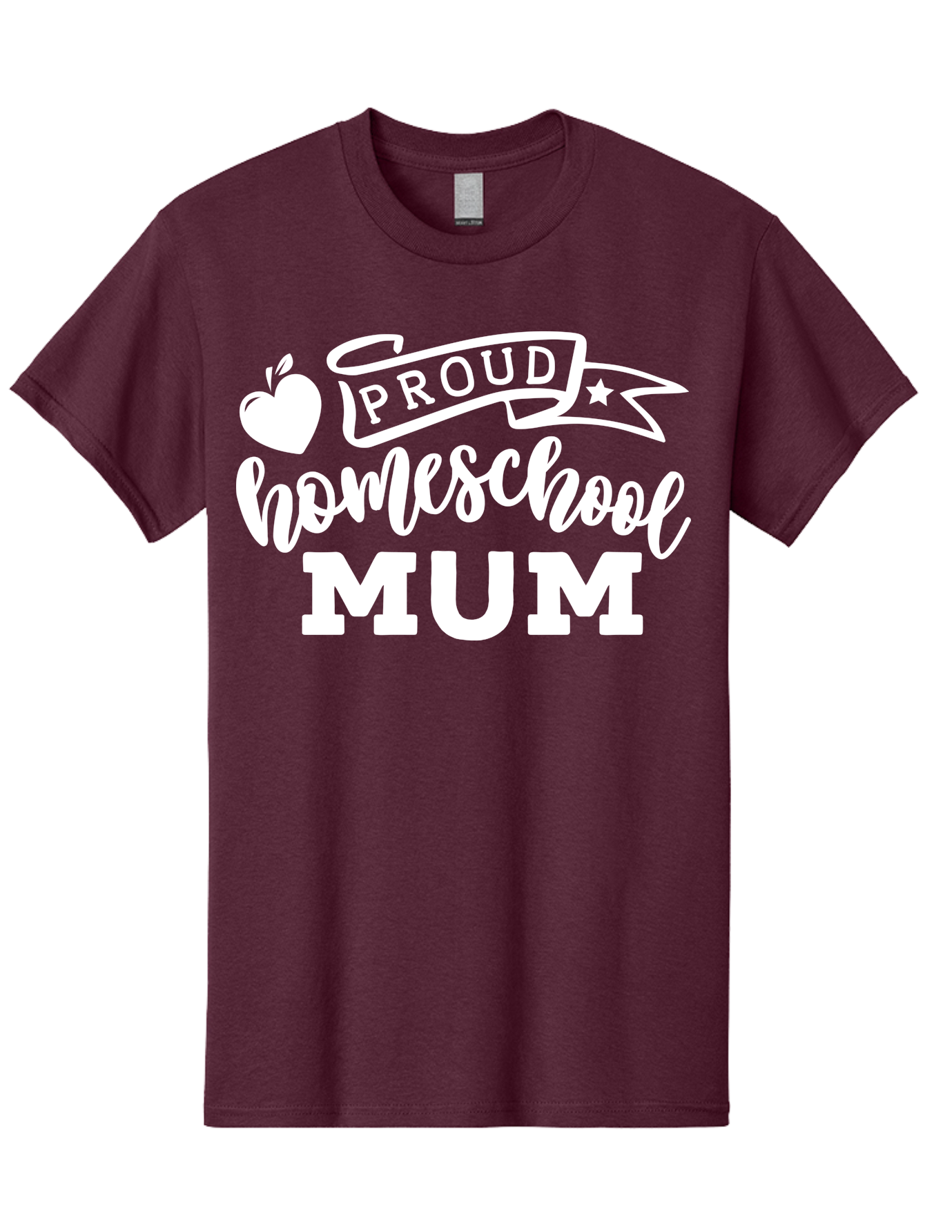 Proud-Homeschool-Mum-1 Men'S Graphic Tee, 100% Cotton, Comfortable Casual Summer Wear, Machine Washable, Homeschool Mom, Proud Parent, Homeschooling, Motherhood, Education, Apple Logo, Star Symbol, Banner Design, Parent Teacher, Aab425 7