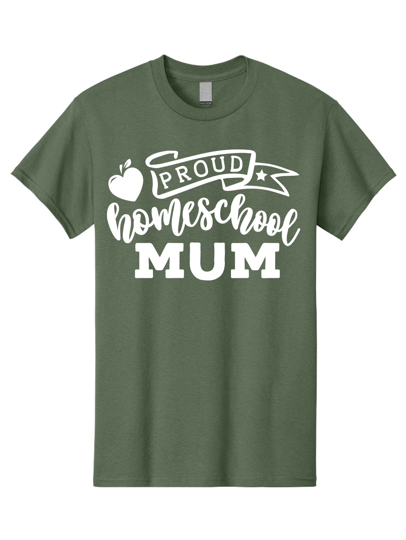 Proud-Homeschool-Mum-1 Men'S Graphic Tee, 100% Cotton, Comfortable Casual Summer Wear, Machine Washable, Homeschool Mom, Proud Parent, Homeschooling, Motherhood, Education, Apple Logo, Star Symbol, Banner Design, Parent Teacher, Aab425 17