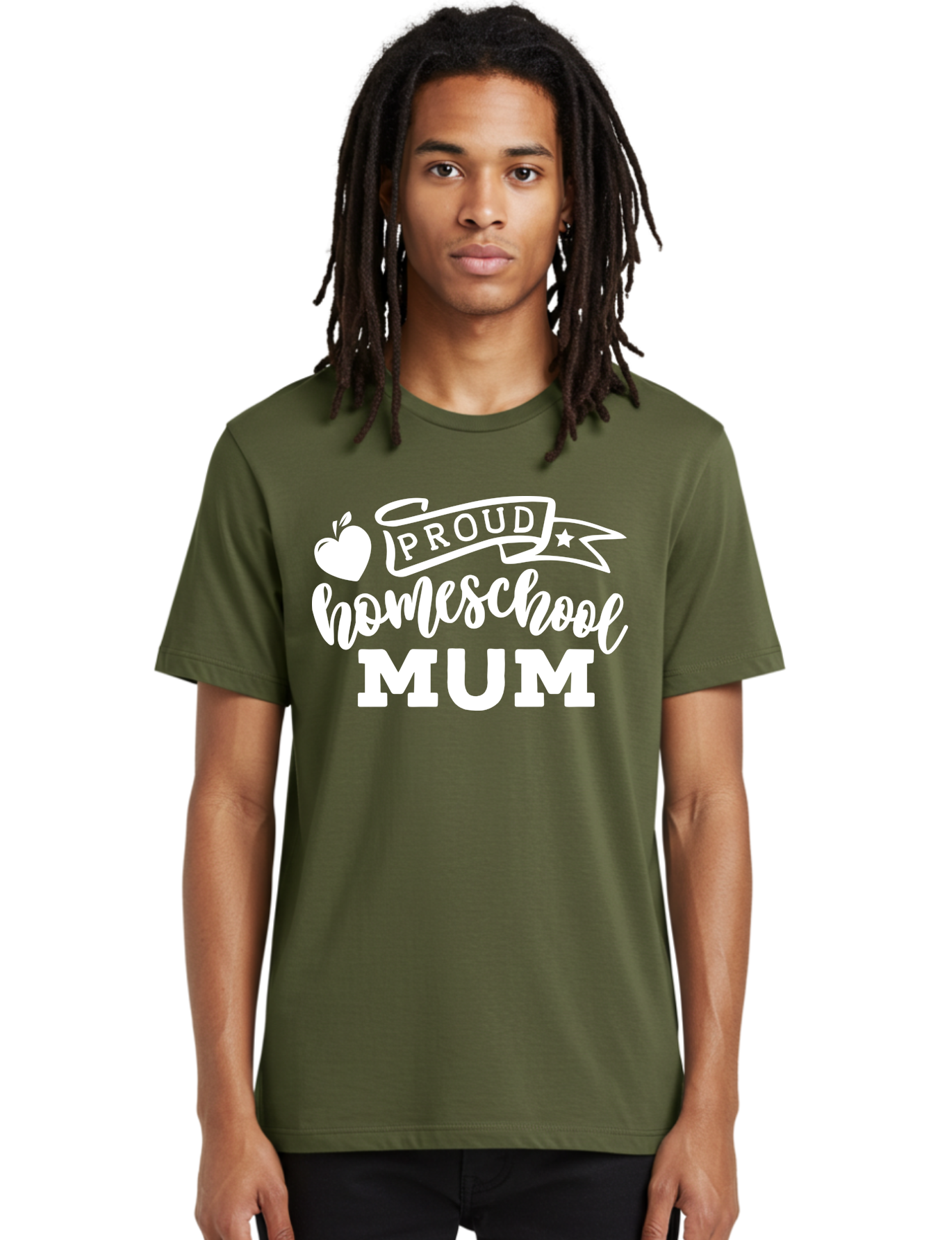 Proud-Homeschool-Mum-1 Men'S Graphic Tee, 100% Cotton, Comfortable Casual Summer Wear, Machine Washable, Homeschool Mom, Proud Parent, Homeschooling, Motherhood, Education, Apple Logo, Star Symbol, Banner Design, Parent Teacher, Aab425 18