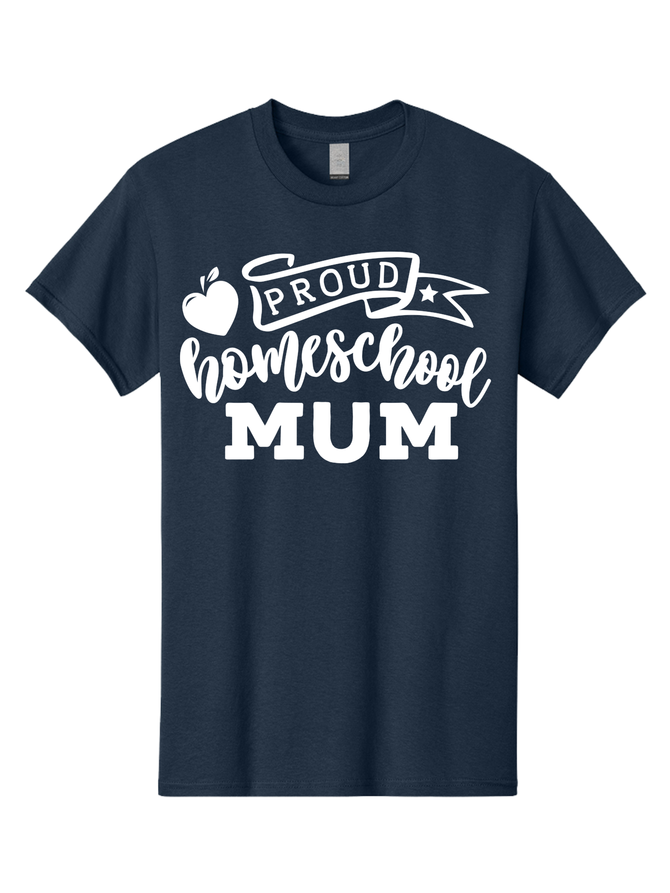 Proud-Homeschool-Mum-1 Men'S Graphic Tee, 100% Cotton, Comfortable Casual Summer Wear, Machine Washable, Homeschool Mom, Proud Parent, Homeschooling, Motherhood, Education, Apple Logo, Star Symbol, Banner Design, Parent Teacher, Aab425 29