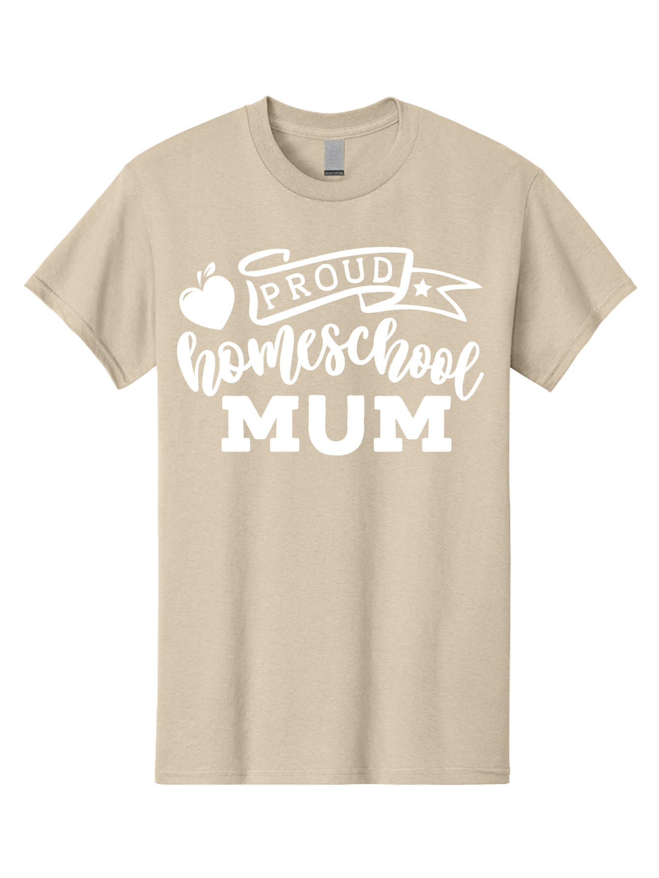 Proud-Homeschool-Mum-1 Men'S Graphic Tee, 100% Cotton, Comfortable Casual Summer Wear, Machine Washable, Homeschool Mom, Proud Parent, Homeschooling, Motherhood, Education, Apple Logo, Star Symbol, Banner Design, Parent Teacher, Aab425 5
