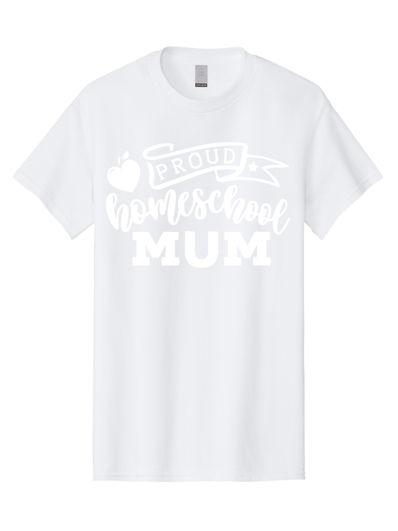 Proud-Homeschool-Mum-1 Men'S Graphic Tee, 100% Cotton, Comfortable Casual Summer Wear, Machine Washable, Homeschool Mom, Proud Parent, Homeschooling, Motherhood, Education, Apple Logo, Star Symbol, Banner Design, Parent Teacher, Aab425 25